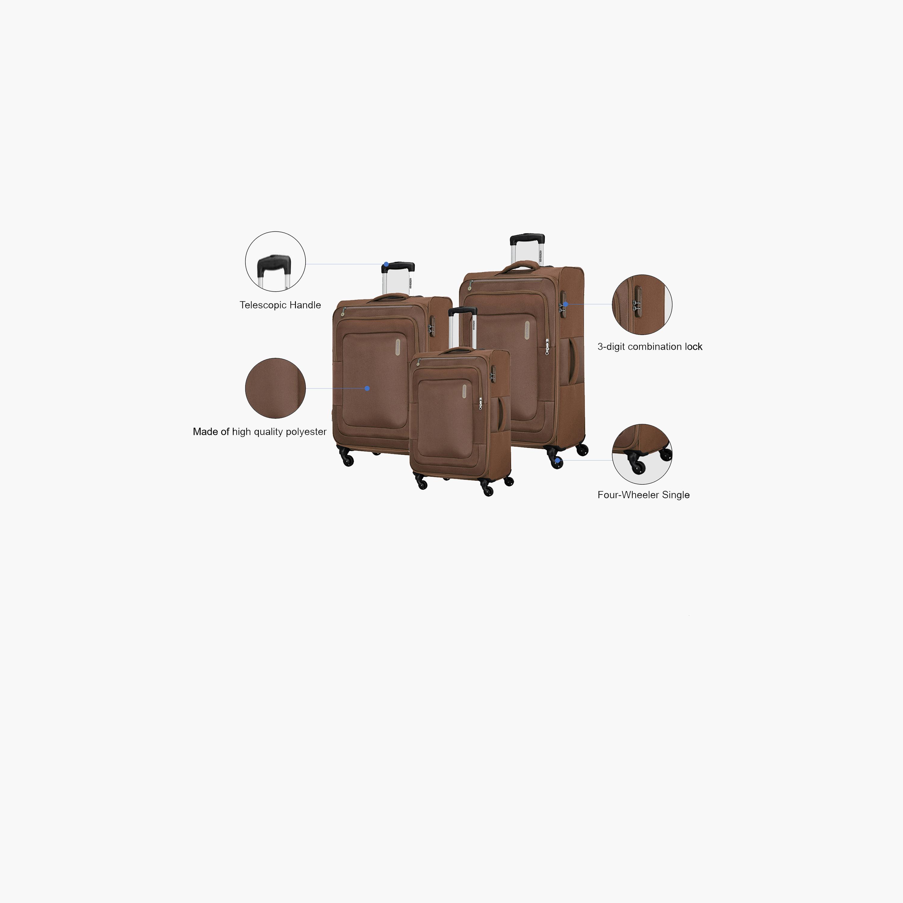 American Tourister Duncan Set of 3 Polyester Soft Sided 4-Wheeler Spinner Trolley Bag with 3-digit combination lock-travel-luggagesandbags-luggage-image-2