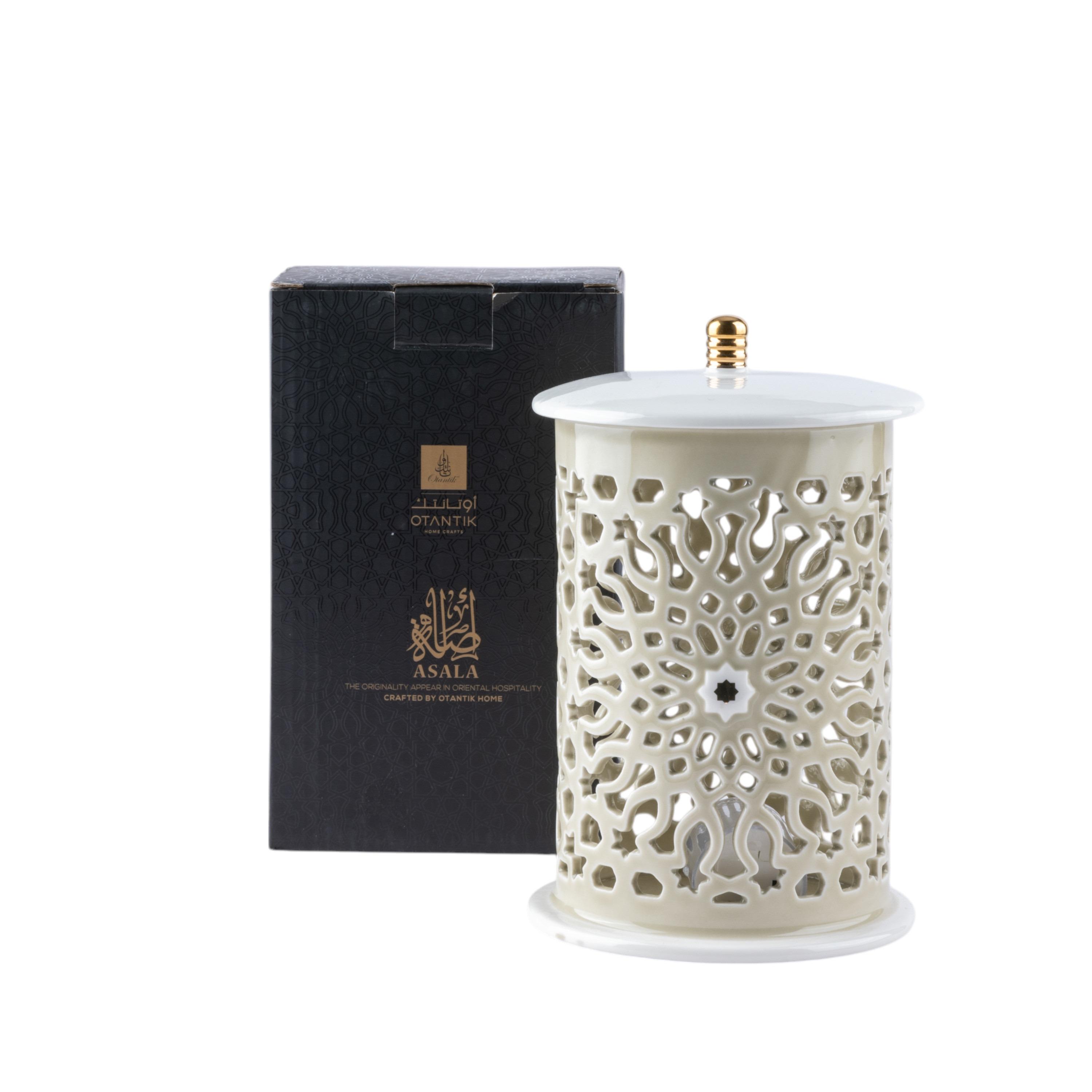 Asalah Porcelain Decorative Electronic Candleholder with Cutout Detail - 22 cm-household-decor-candleholdersandlanterns-image-2