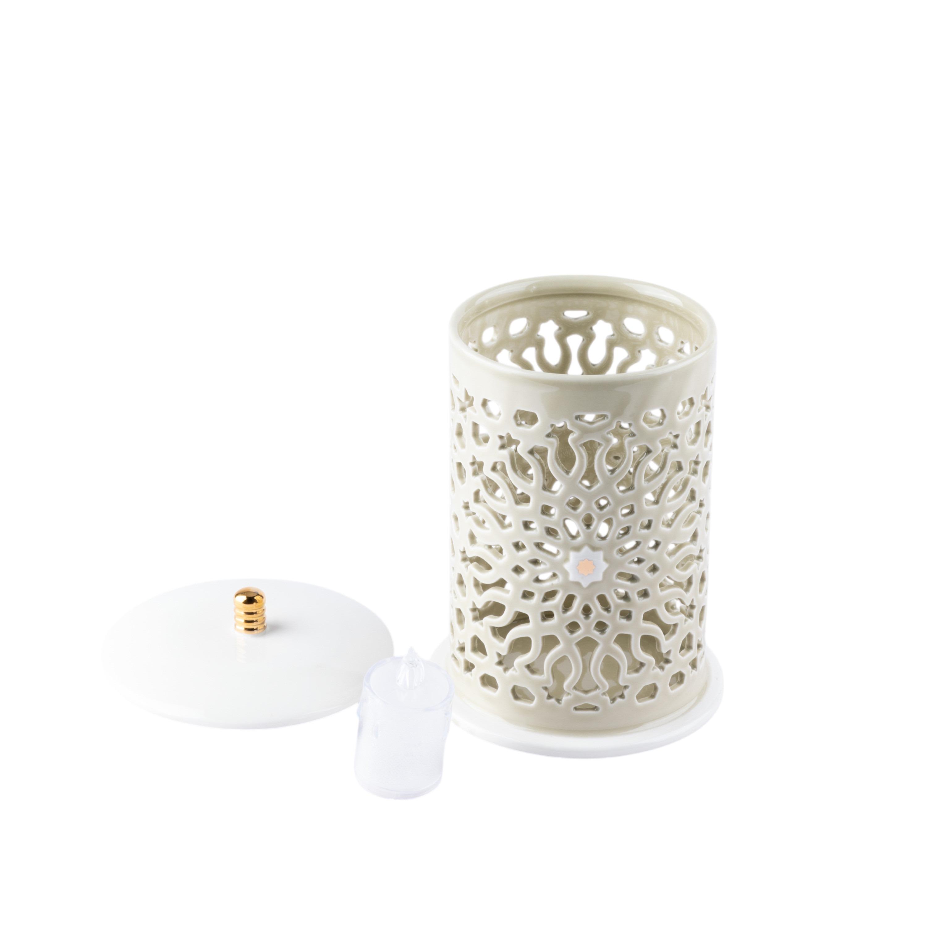 Asalah Porcelain Decorative Electronic Candleholder with Cutout Detail - 22 cm-household-decor-candleholdersandlanterns-image-3