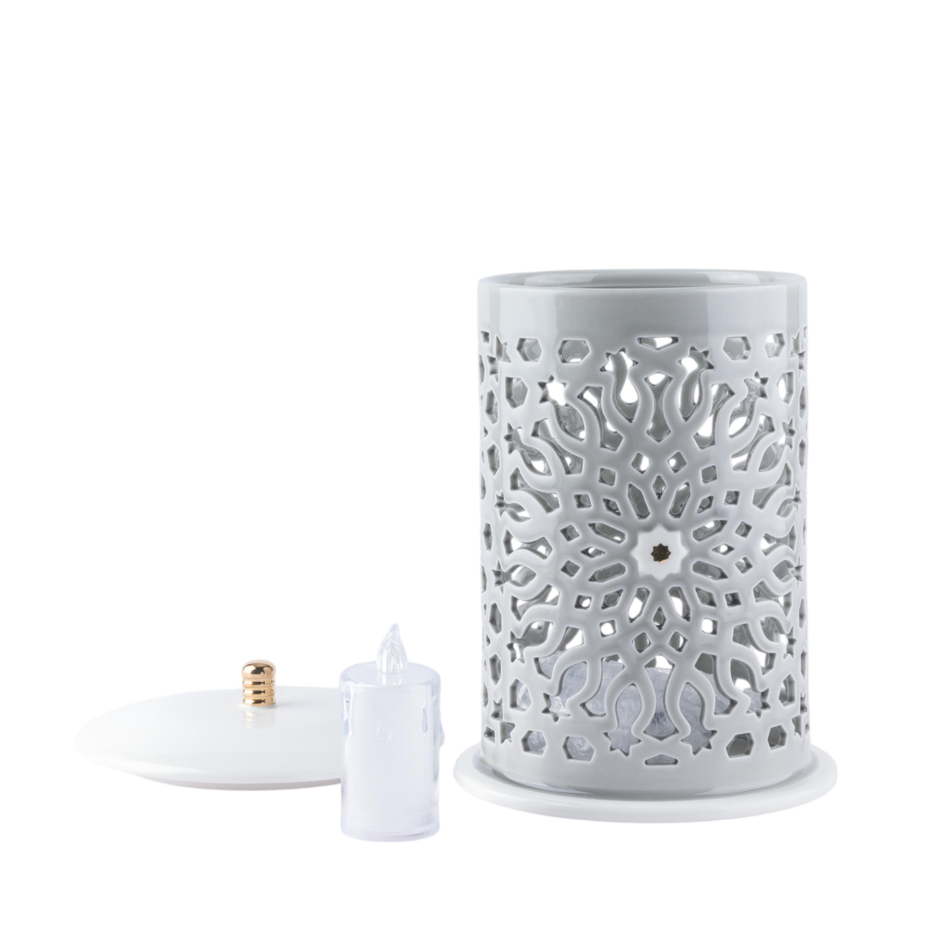Asalah Porcelain Decorative Electronic Candleholder with Cutout Detail - 31 cm-household-decor-candleholdersandlanterns-image-3