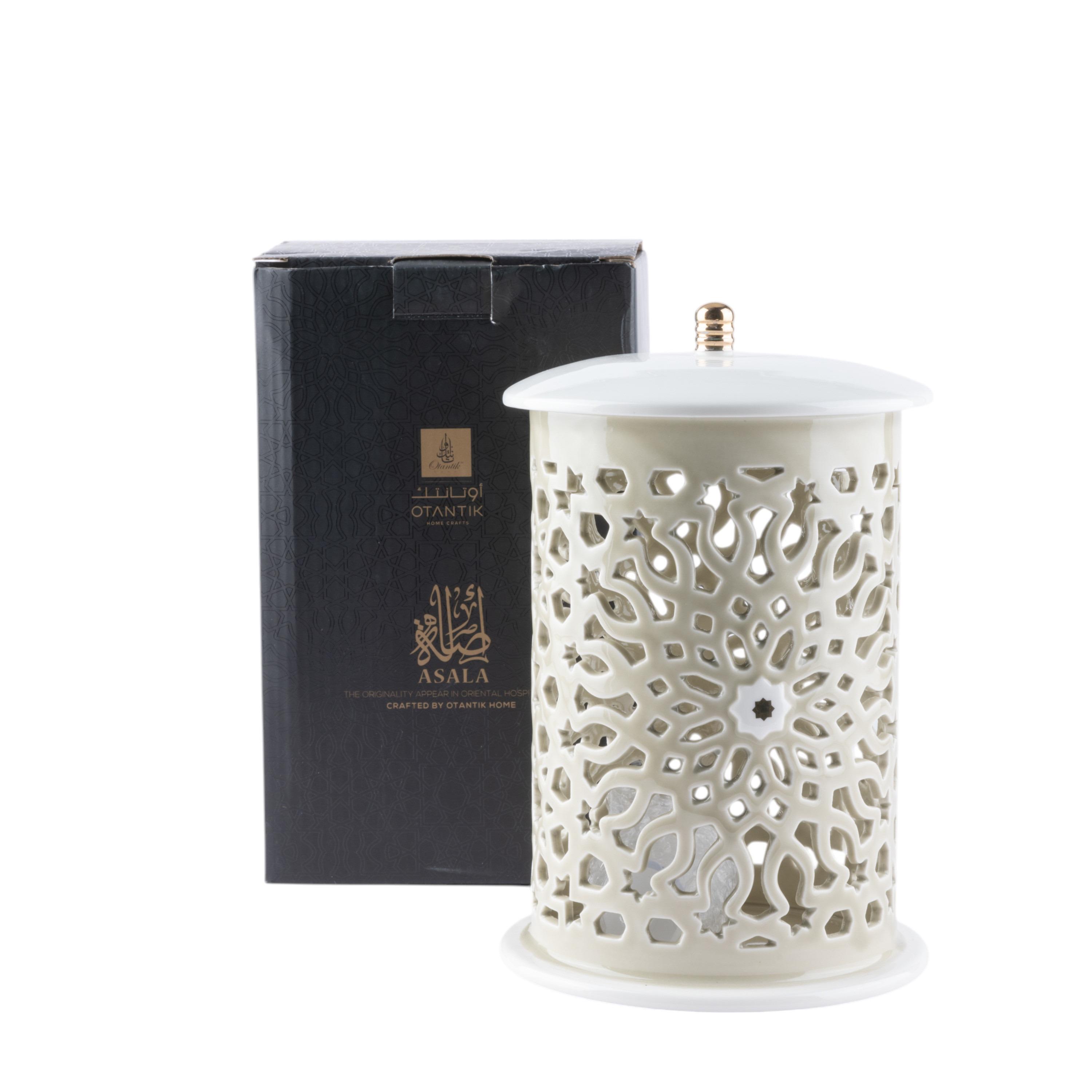 Asalah Porcelain Decorative Electronic Candleholder with Cutout Detail - 31 cm-household-decor-candleholdersandlanterns-image-2