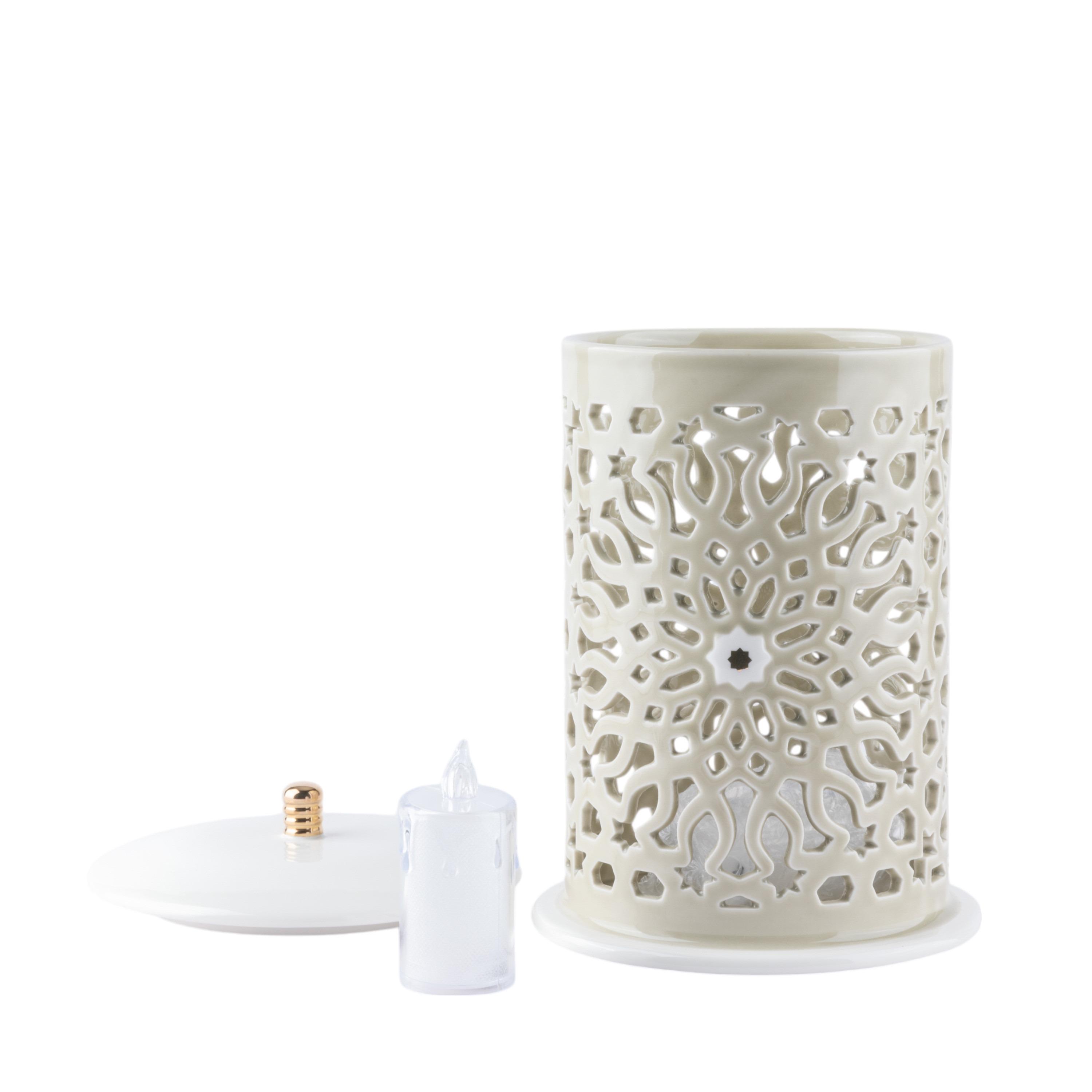 Asalah Porcelain Decorative Electronic Candleholder with Cutout Detail - 31 cm-household-decor-candleholdersandlanterns-image-3