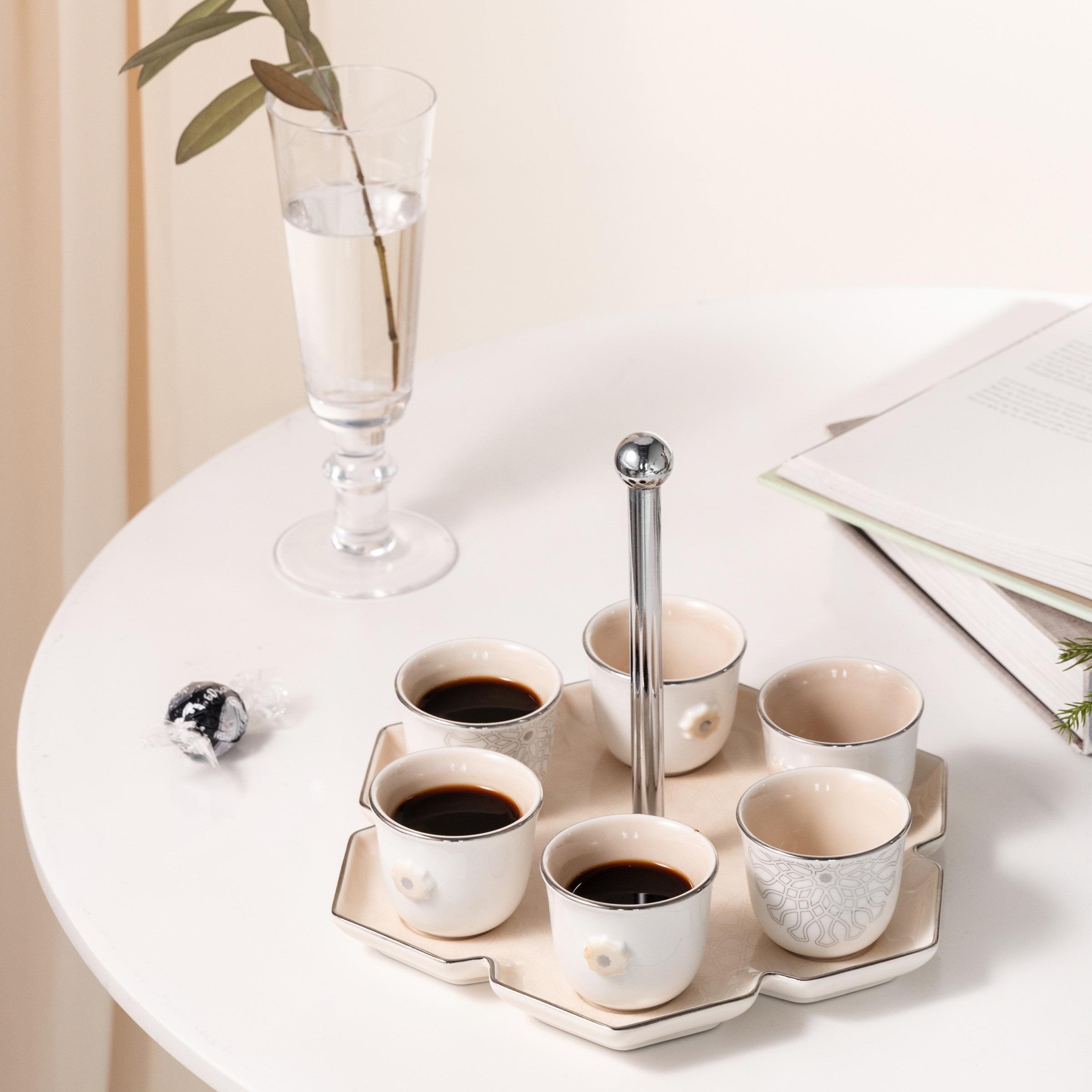 طقم فناجين قهوة مع حامل 6 قطع أصالة من أوتانتيك-household-dining-teaandcoffee-teaandcoffeesets-image-1