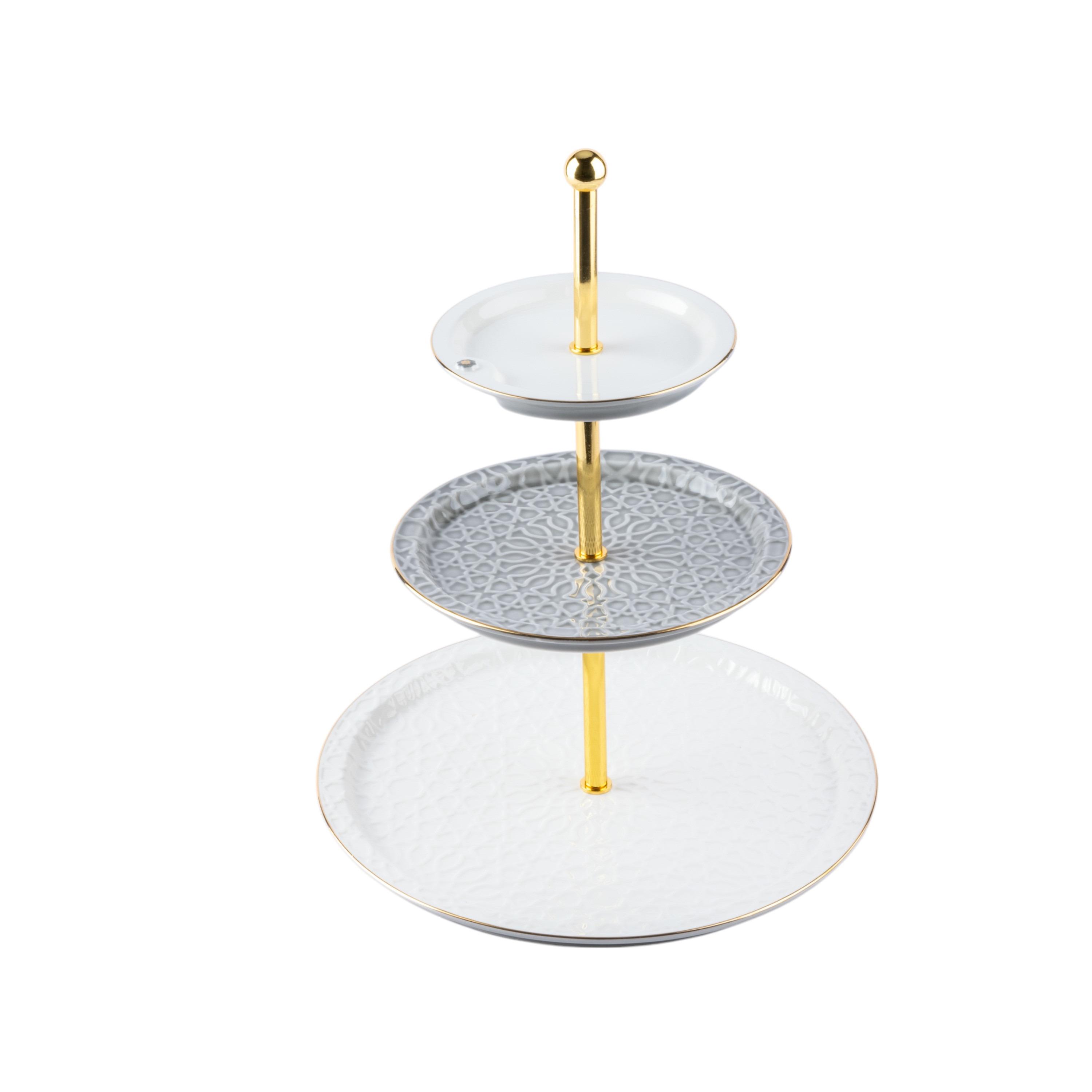 حامل كيك بورسلان 3 طوابق من أوتانتك أصالة - 14x27x9 سم-household-dining-serveware-cakestands-image-5