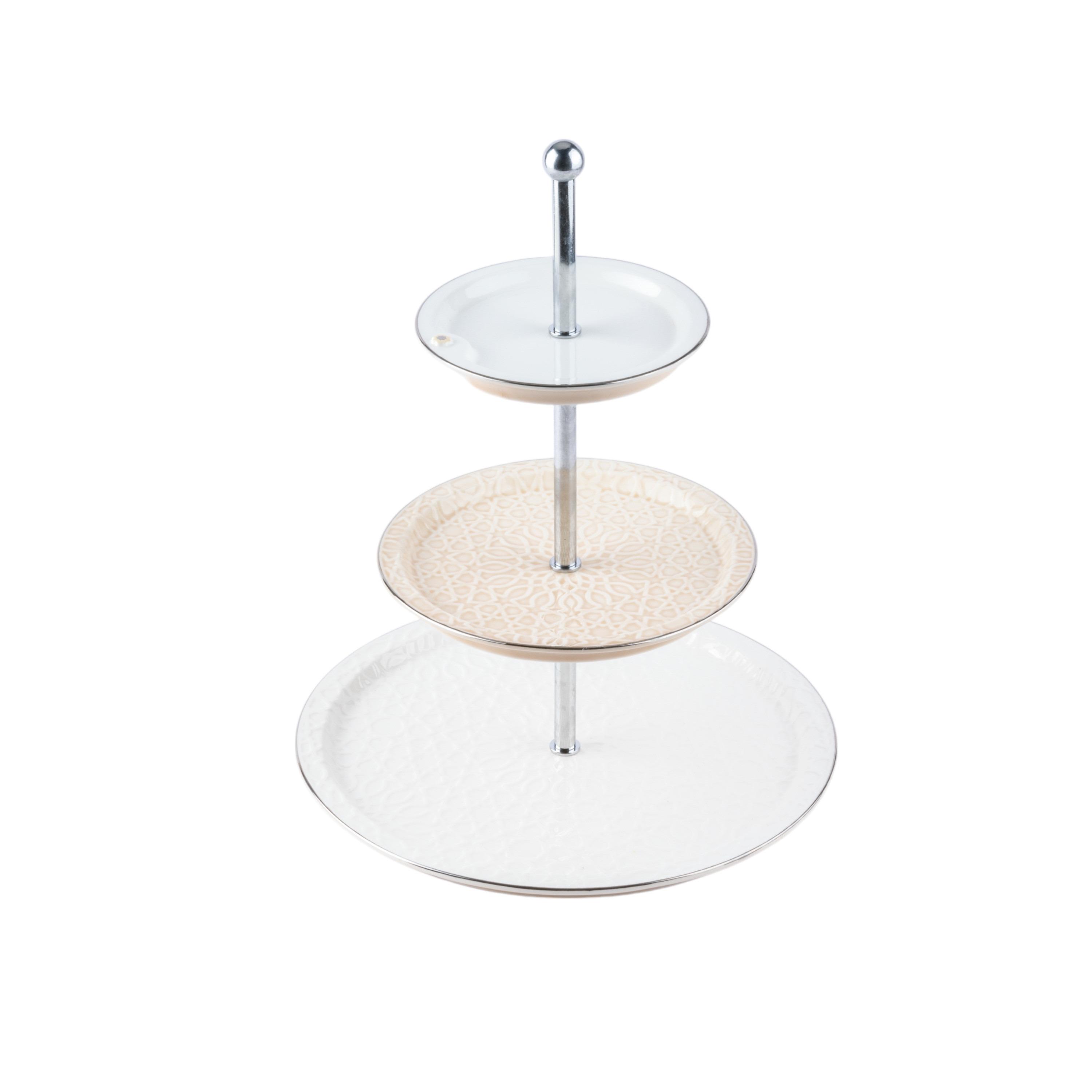 Asalah 3-Tier Porcelain Cake Stand -  14x27x9 cms-household-dining-serveware-cakestands-image-5