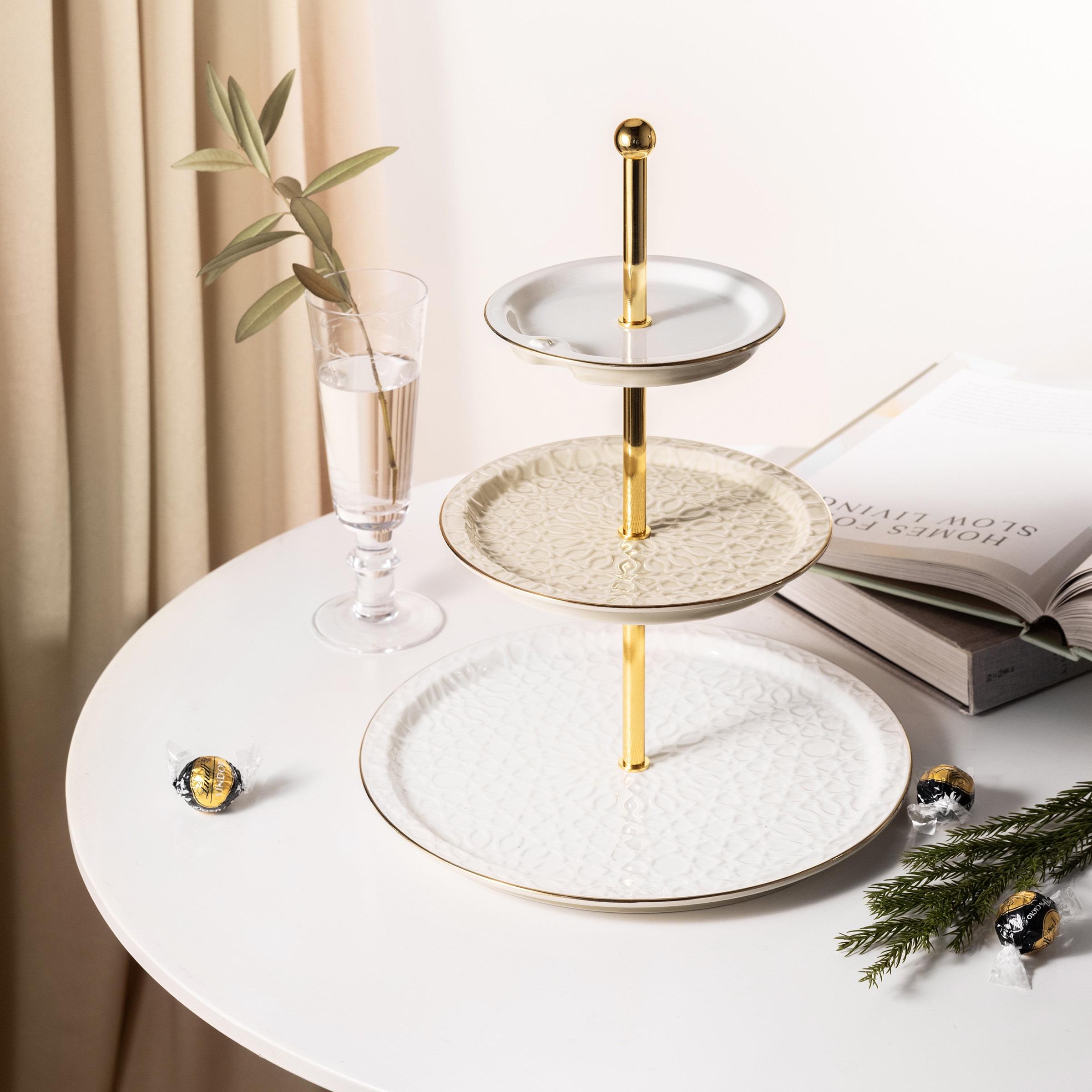 Asalah 3-Tier Porcelain Cake Stand -  14x27x9 cms-household-dining-serveware-servingplatters-image-1