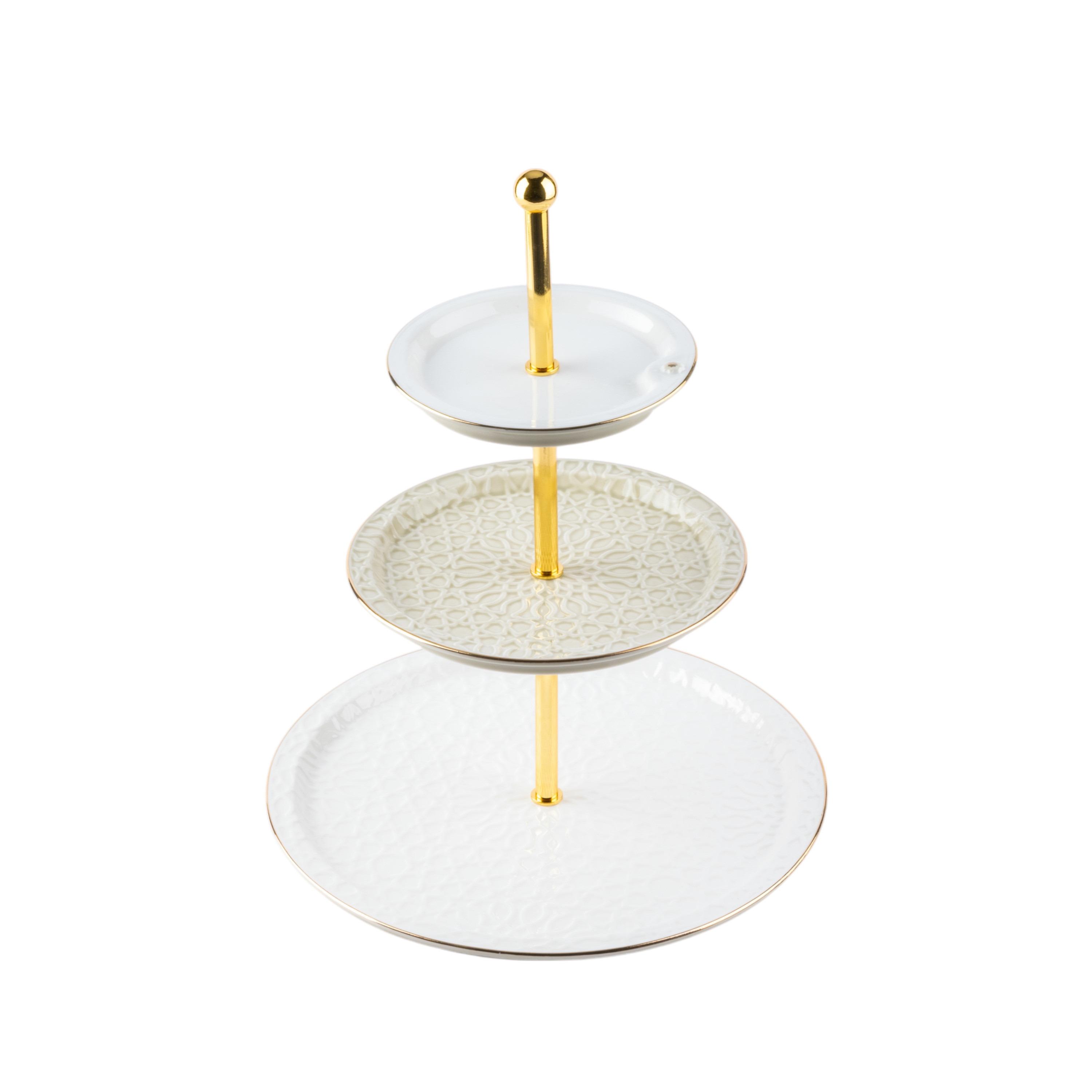 حامل كيك بورسلان 3 طوابق من أوتانتك أصالة - 14x27x9 سم-household-dining-serveware-servingplatters-image-5