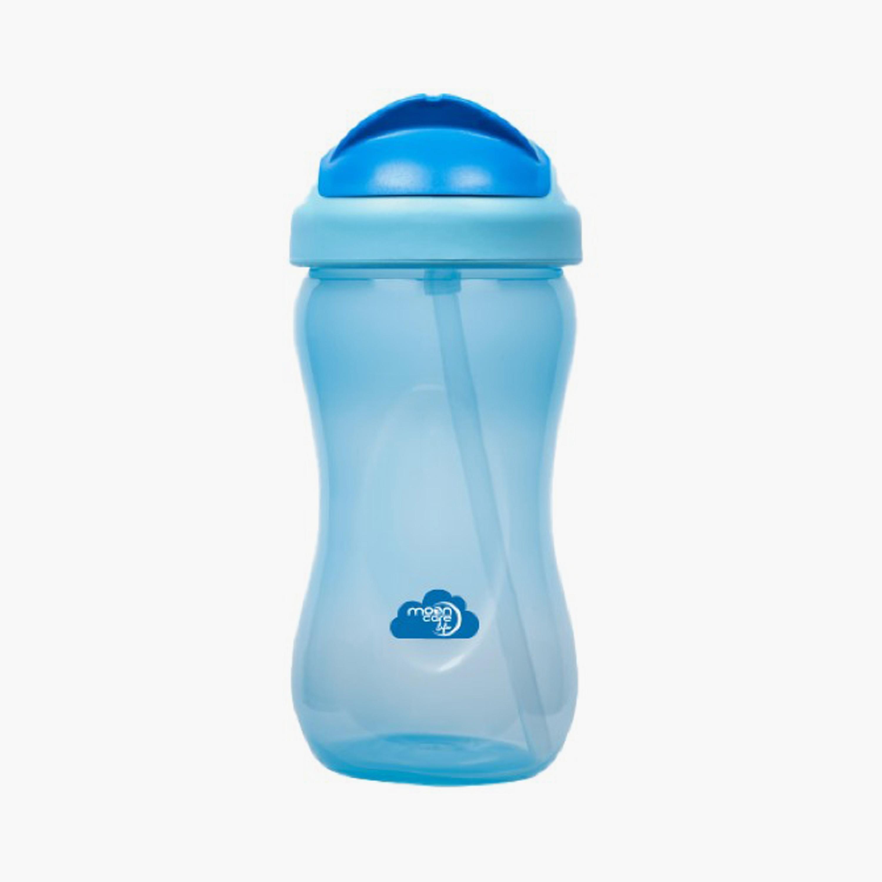 زجاجة رضاعة ملونة مع ماصة من مونكير - أزرق - 340 مل-baby-feeding-mealtimeessentials-image-1