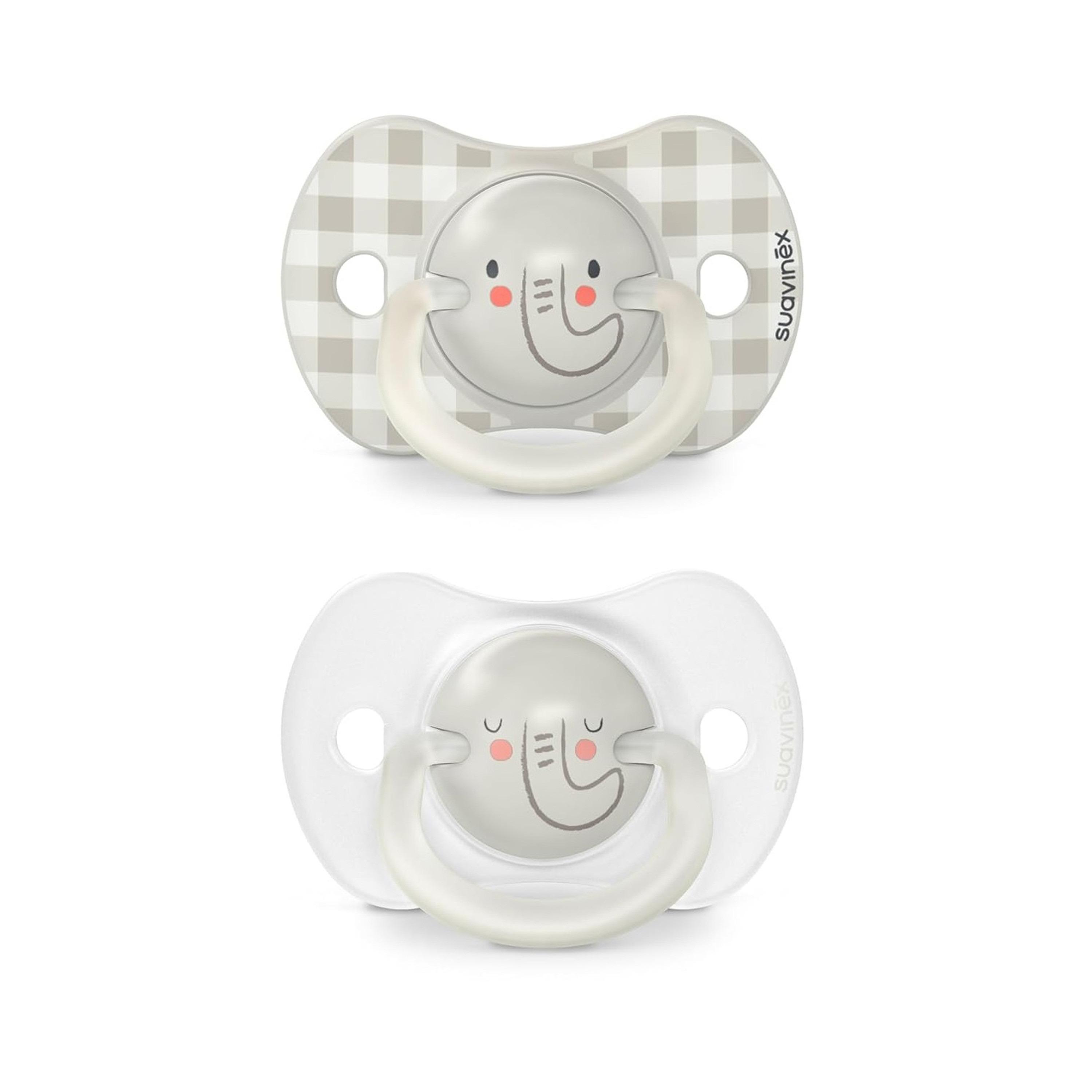 Suavinex Night Phy Soother S 0/6M 2U Elephant L3-baby-feeding-pacifiers-image-1