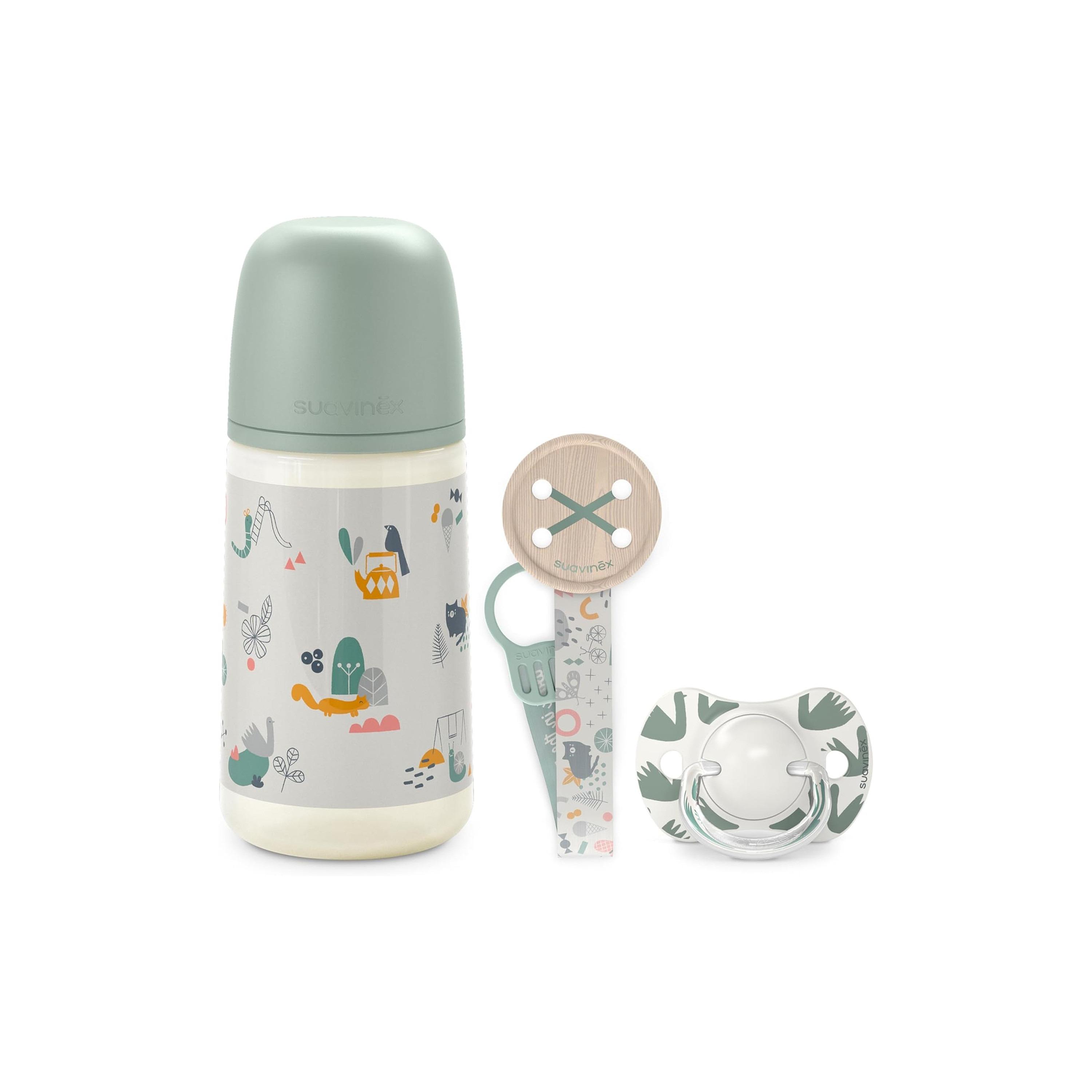 Suavinex Set 270ml+Soother Phy 6/18+Clip Walk L3-baby-feeding-feedingbottles-bottlesandteats-image-1