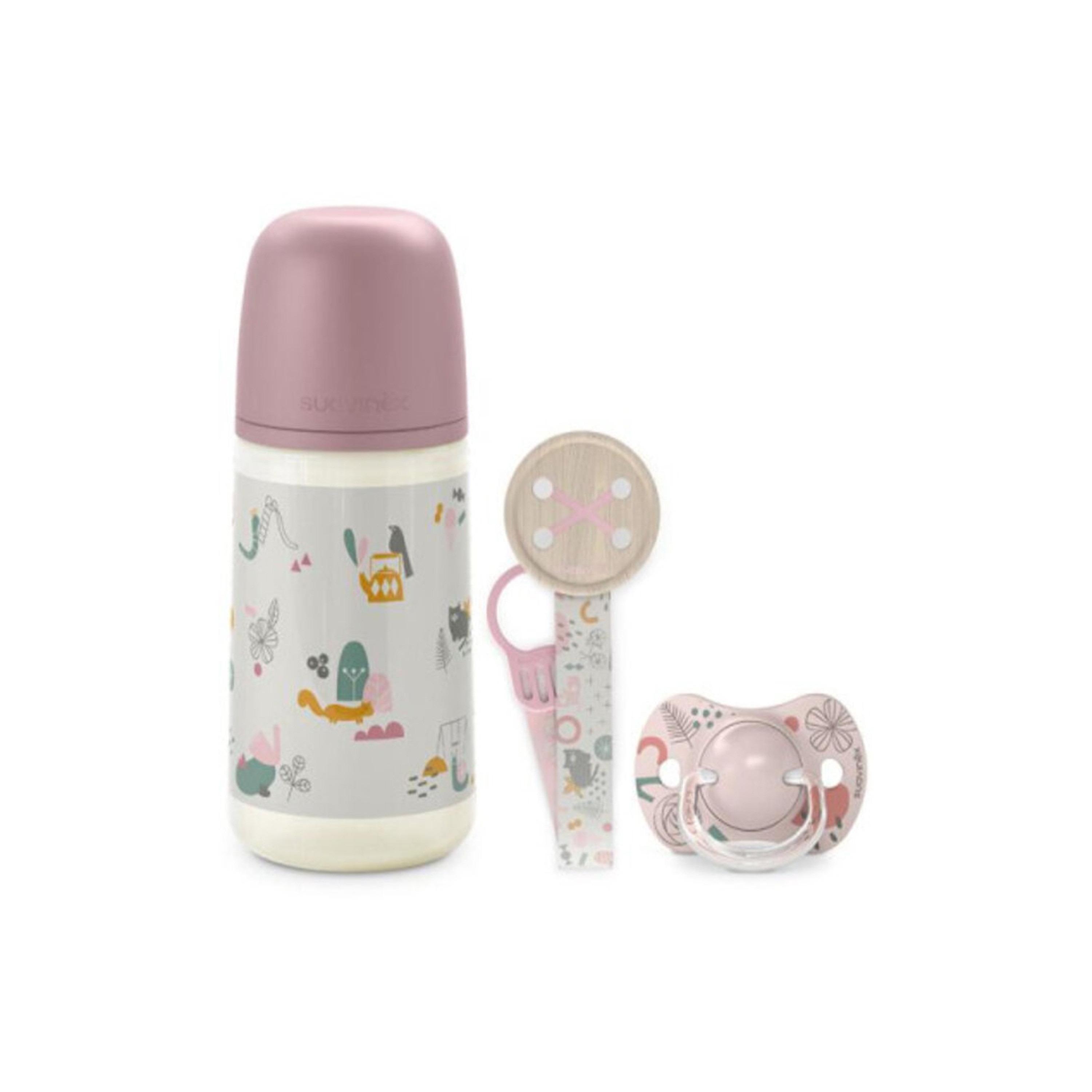 Suavinex Set 270ml+Soother Phy 6/18+Clip Walk L3-baby-feeding-feedingbottles-bottlesandteats-image-1