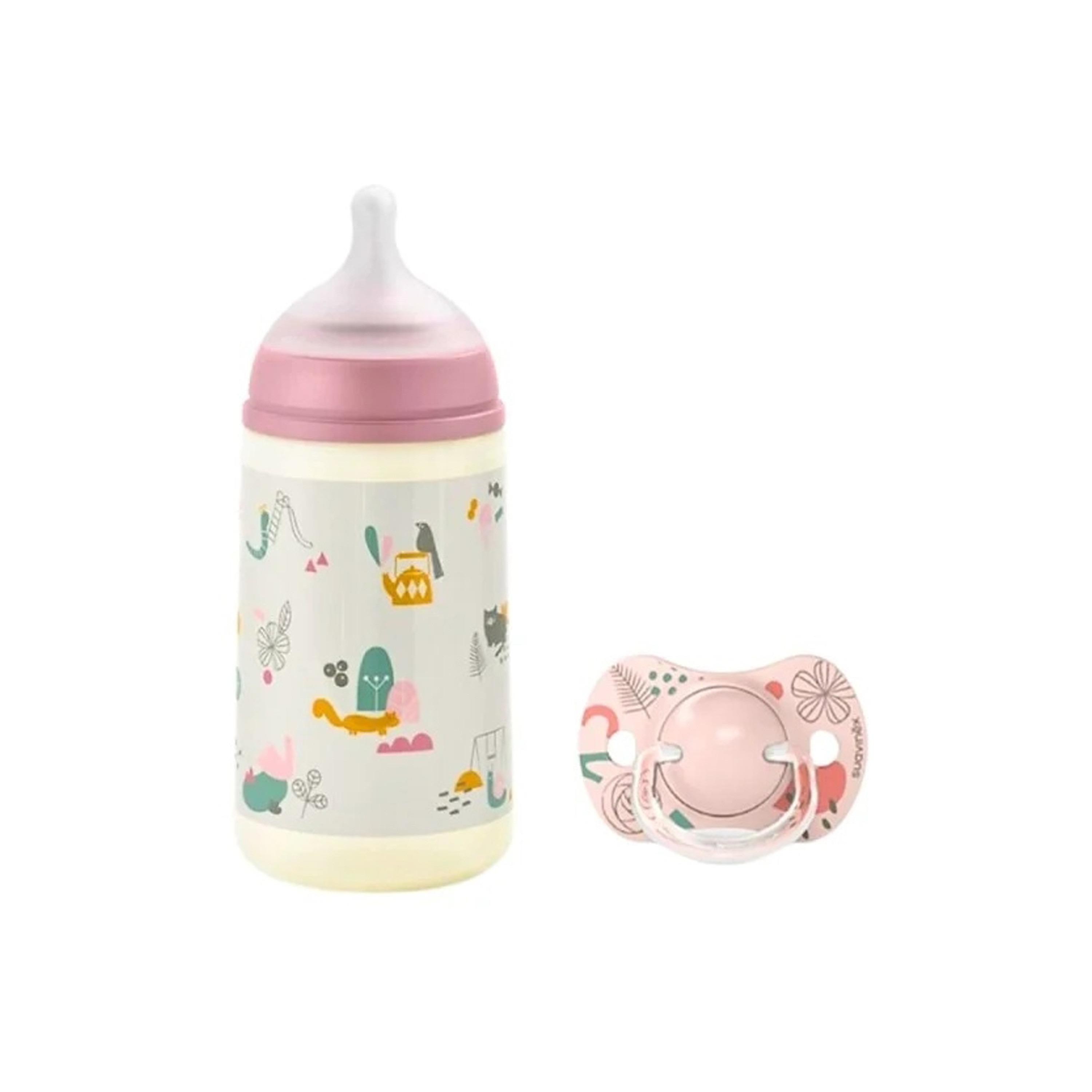 Suavinex Set 270ml+Soother Phy 6/18+Clip Walk L3-baby-feeding-feedingbottles-bottlesandteats-image-2