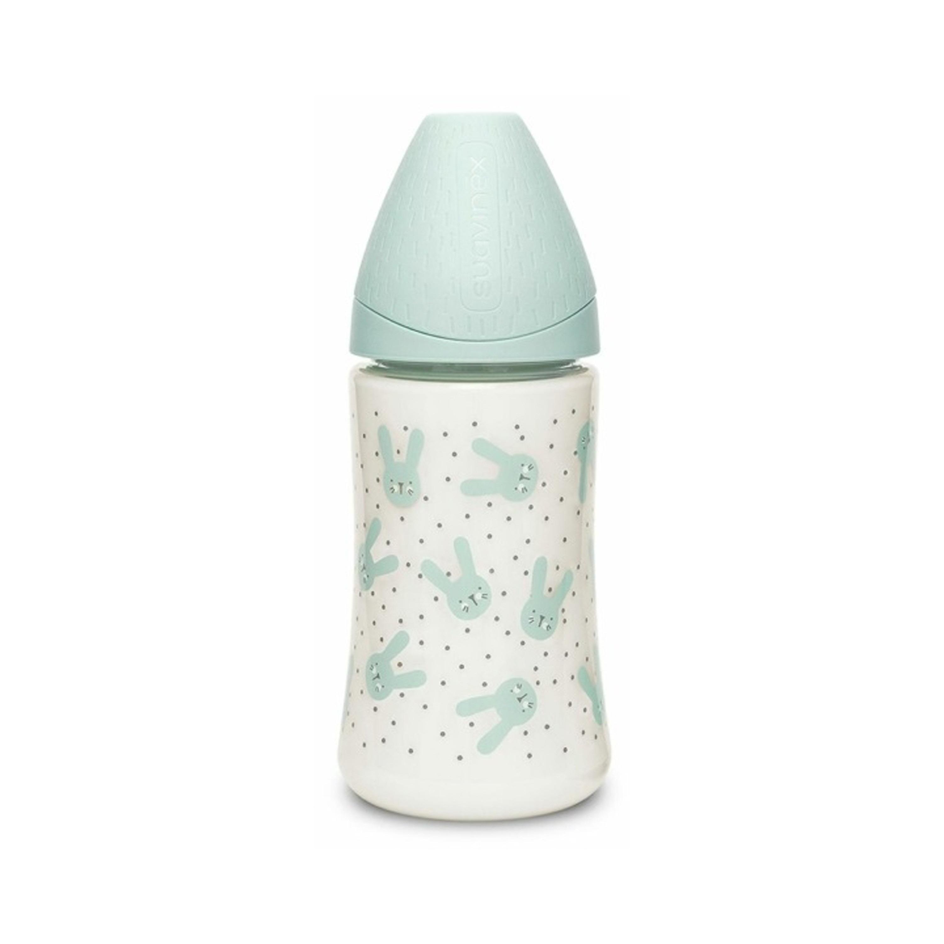 زجاجة رضاعة بحلمة 3 وضعيات سعة 270 مل بطبعة أرنب L1 من سوافينكس-baby-feeding-feedingbottles-bottlesandteats-image-1
