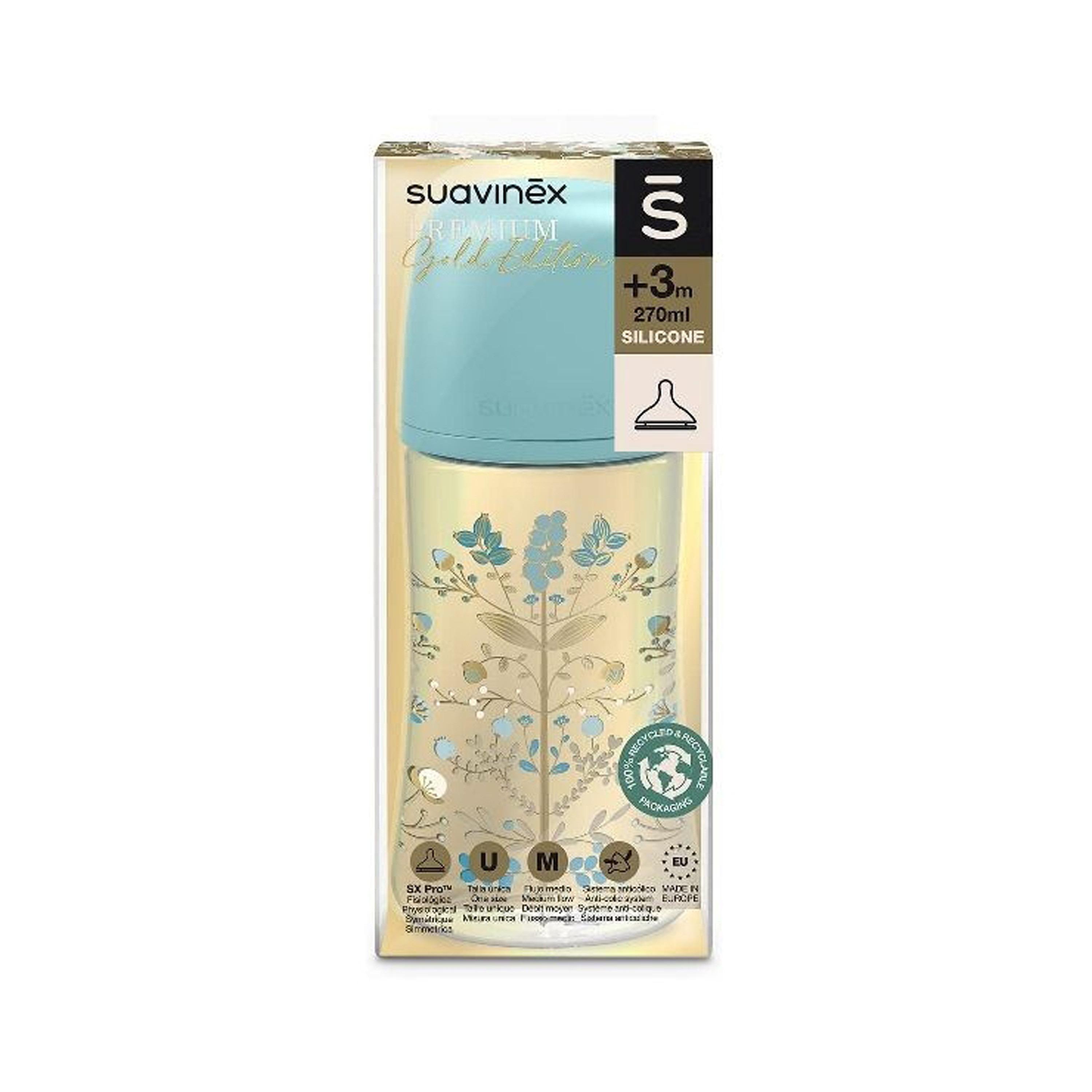 Suavinex Feeding Bottle 270ml PA Phy FM S Gold Bl-baby-feeding-feedingbottles-bottlesandteats-image-3