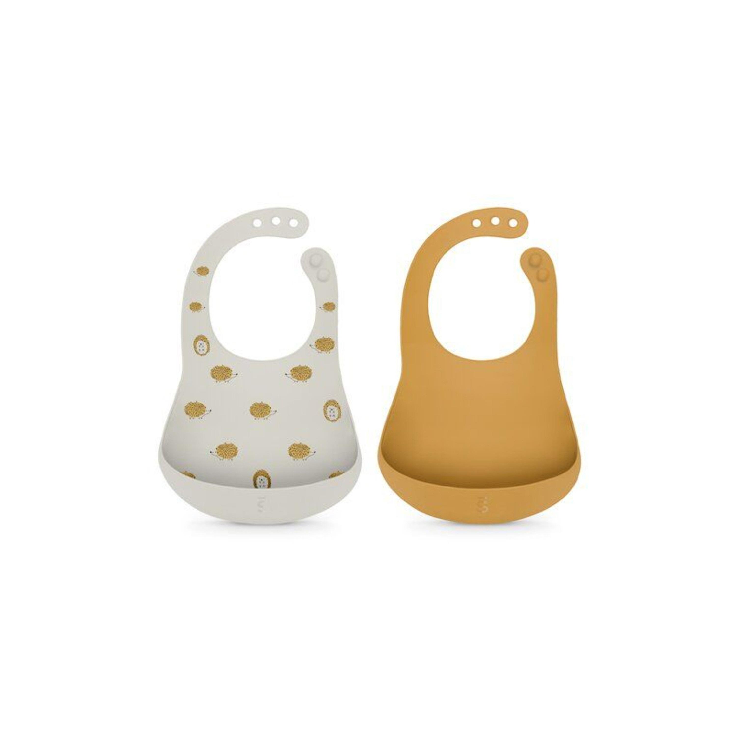 Suavinex Silicone Bibs Grey/Yellow - Pack Of 2-baby-feeding-bibs-image-1