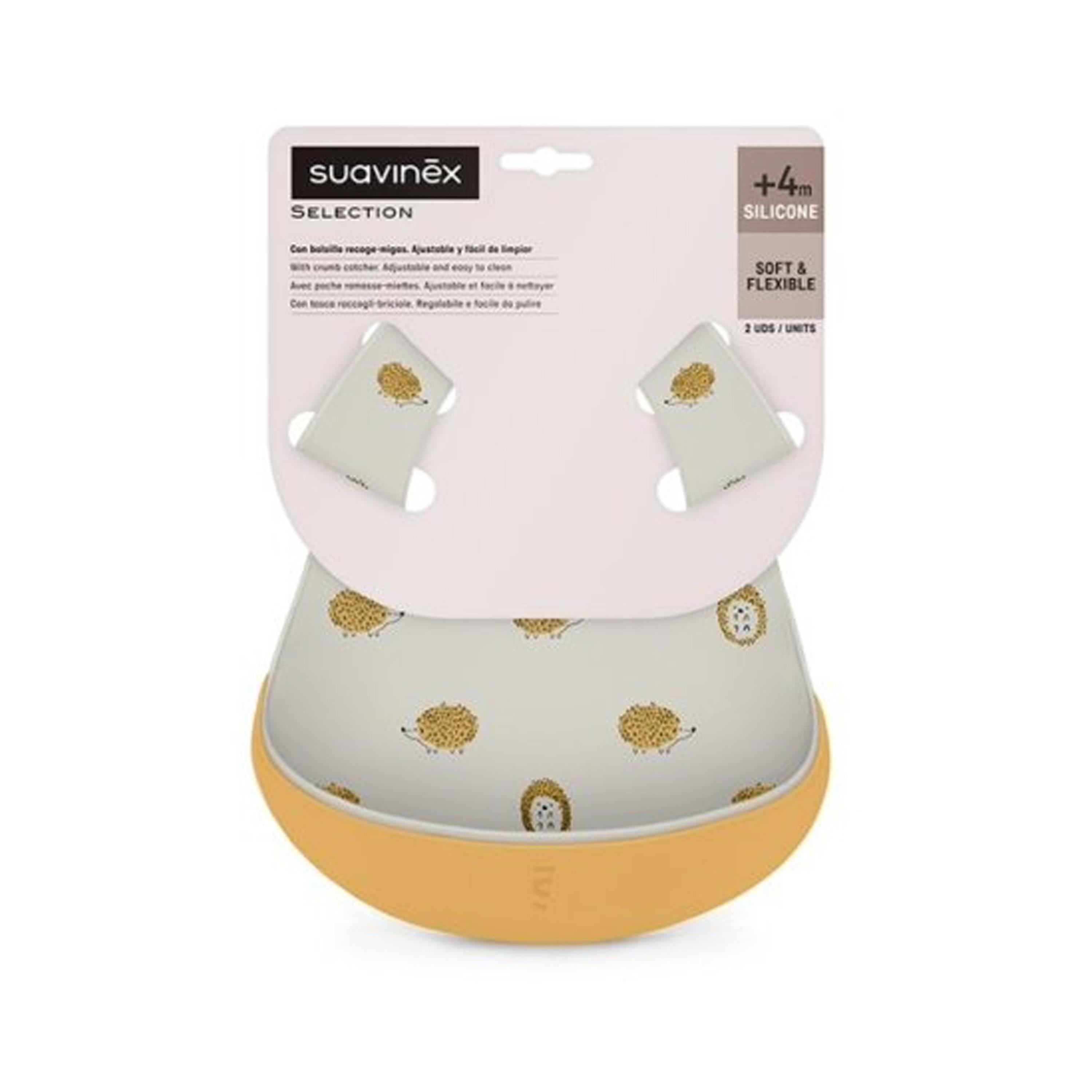 Suavinex Silicone Bibs Grey/Yellow - Pack Of 2-baby-feeding-bibs-image-4