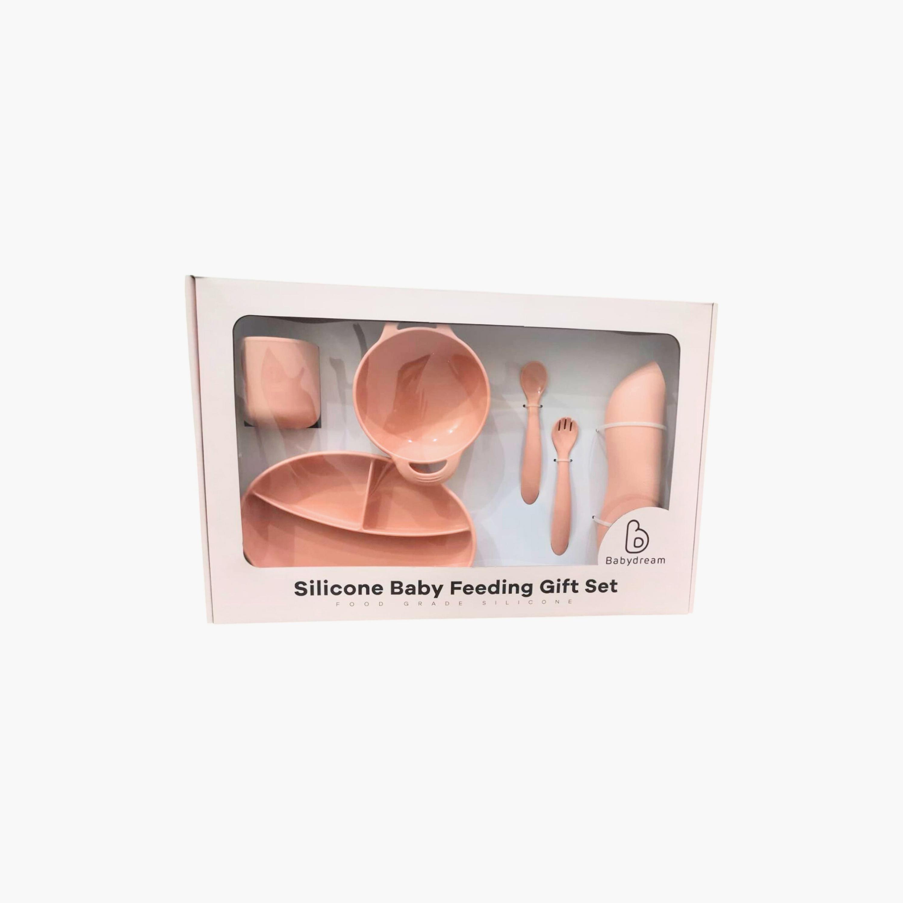 Babydream 6-Piece Silicone Baby Feeding Set - Beige-baby-feeding-mealtimeessentials-image-1