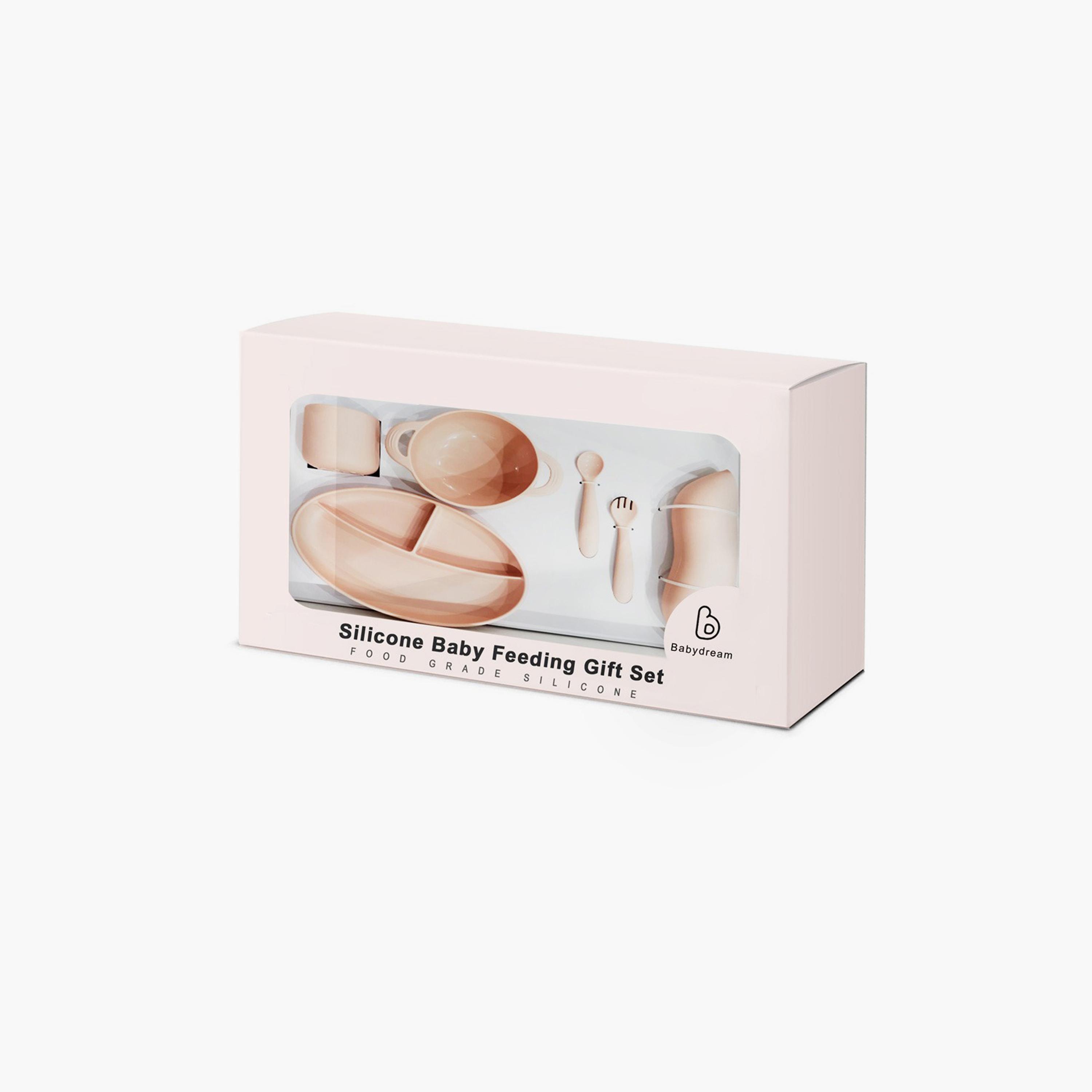 Babydream 6-Piece Silicone Baby Feeding Set - Beige-baby-feeding-mealtimeessentials-image-4