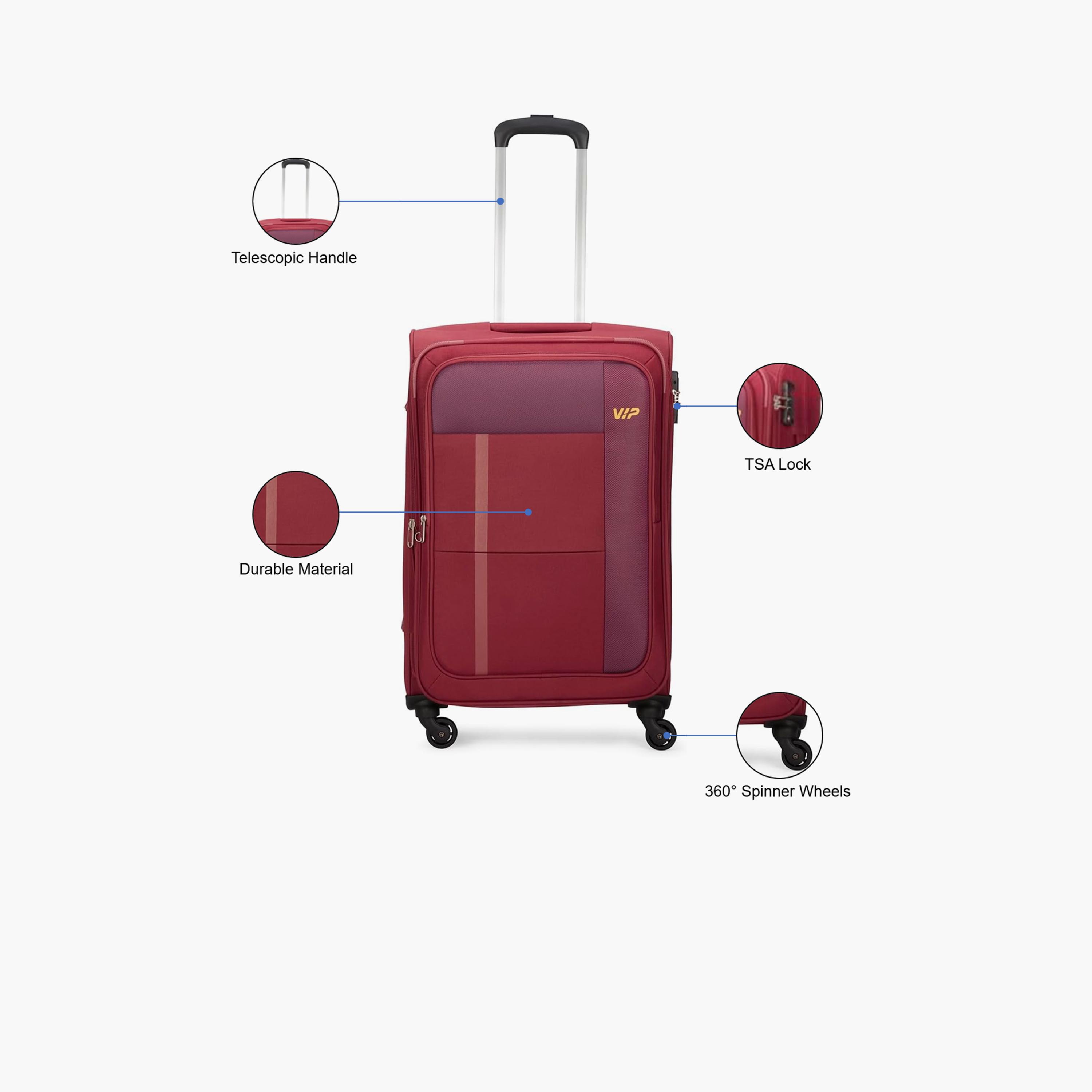 VIP Toronto Plus 55 CM Small Cabin Nylon Soft Sided 4-Wheeler Spinner Trolley Bag with TSA-approved Combination Lock | VIP TORONTO PLUS-travel-luggagesandbags-luggage-image-3