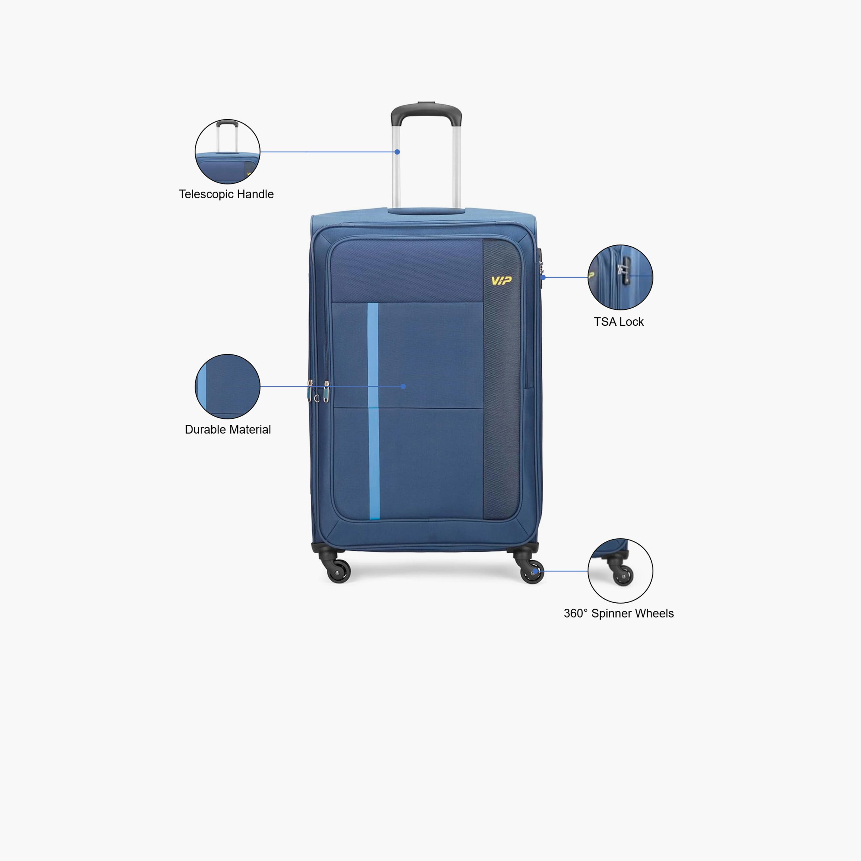 VIP Toronto Plus 69 CM Medium Check-in Nylon Soft Sided 4-Wheeler Spinner Trolley Bag with TSA-approved Combination Lock | VIP TORONTO PLUS-travel-luggagesandbags-luggage-image-3