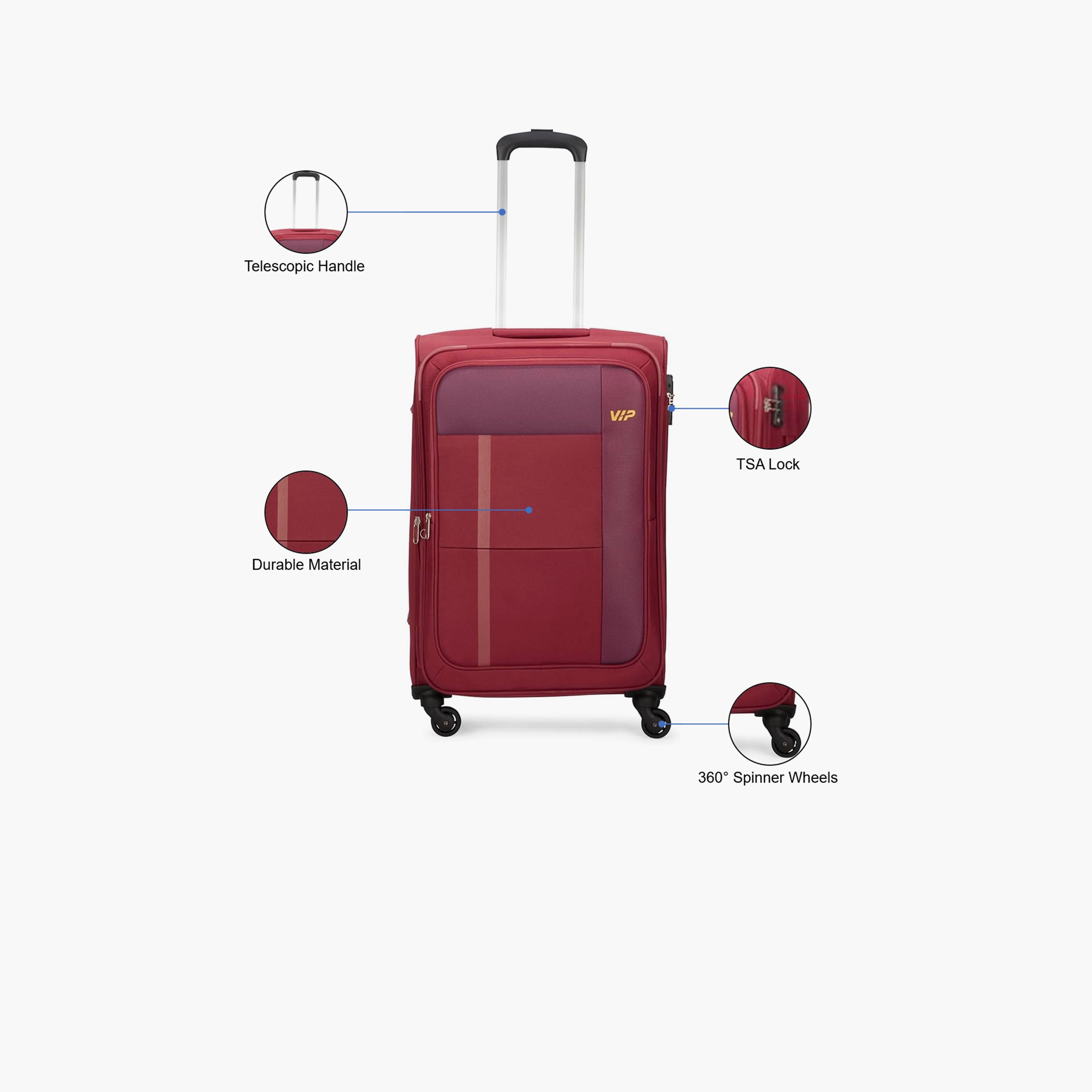 VIP Toronto Plus 79 CM Large Check-in Nylon Soft Sided 4-Wheeler Spinner Trolley Bag with TSA-approved Combination Lock | VIP TORONTO PLUS-travel-luggagesandbags-luggage-image-3