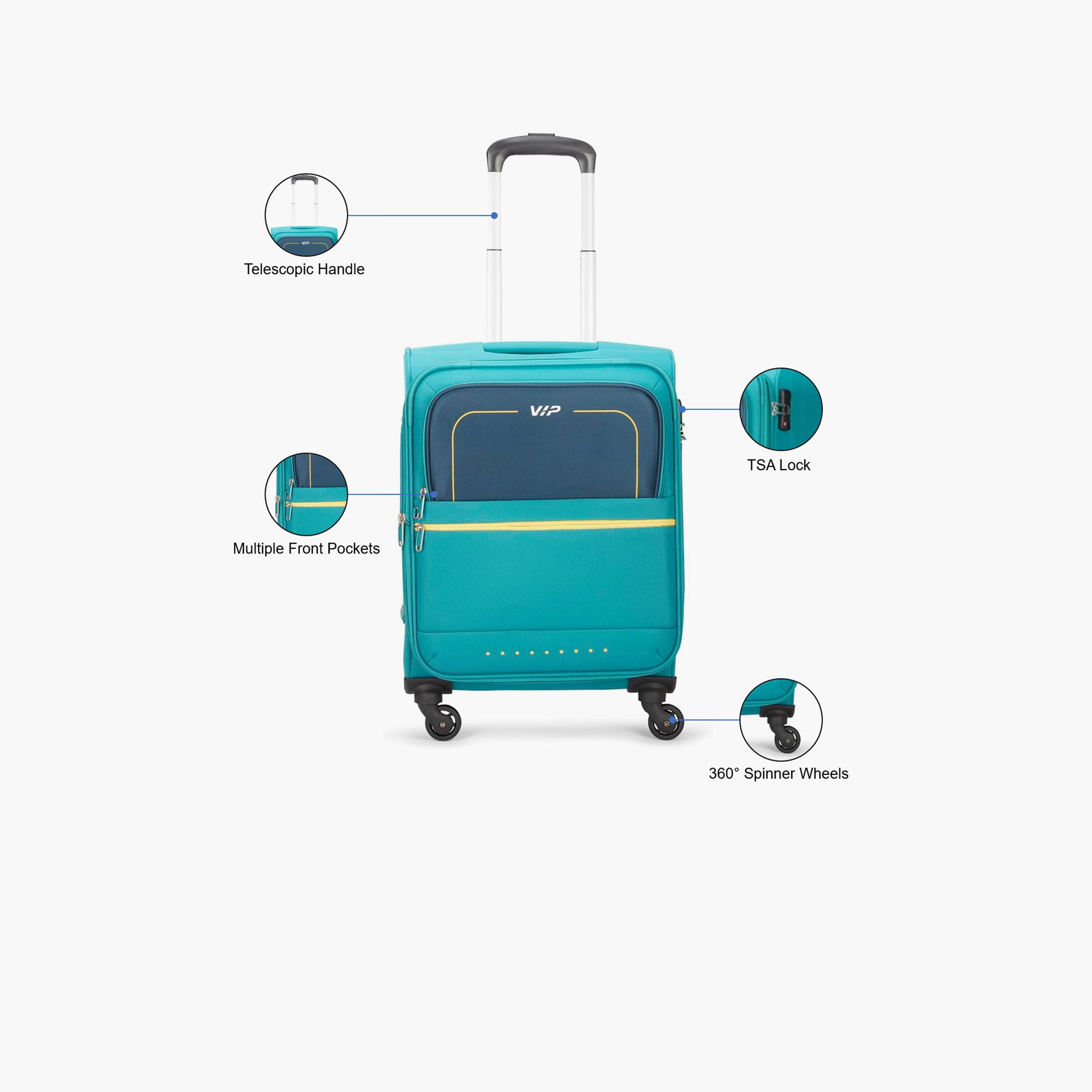 VIP Evolve Plus 55 CM Small Cabin Nylon Soft Sided 4-Wheeler Spinner Trolley Bag with TSA-approved Combination Lock | VIP EVOLVE PLUS-travel-luggagesandbags-luggage-image-3