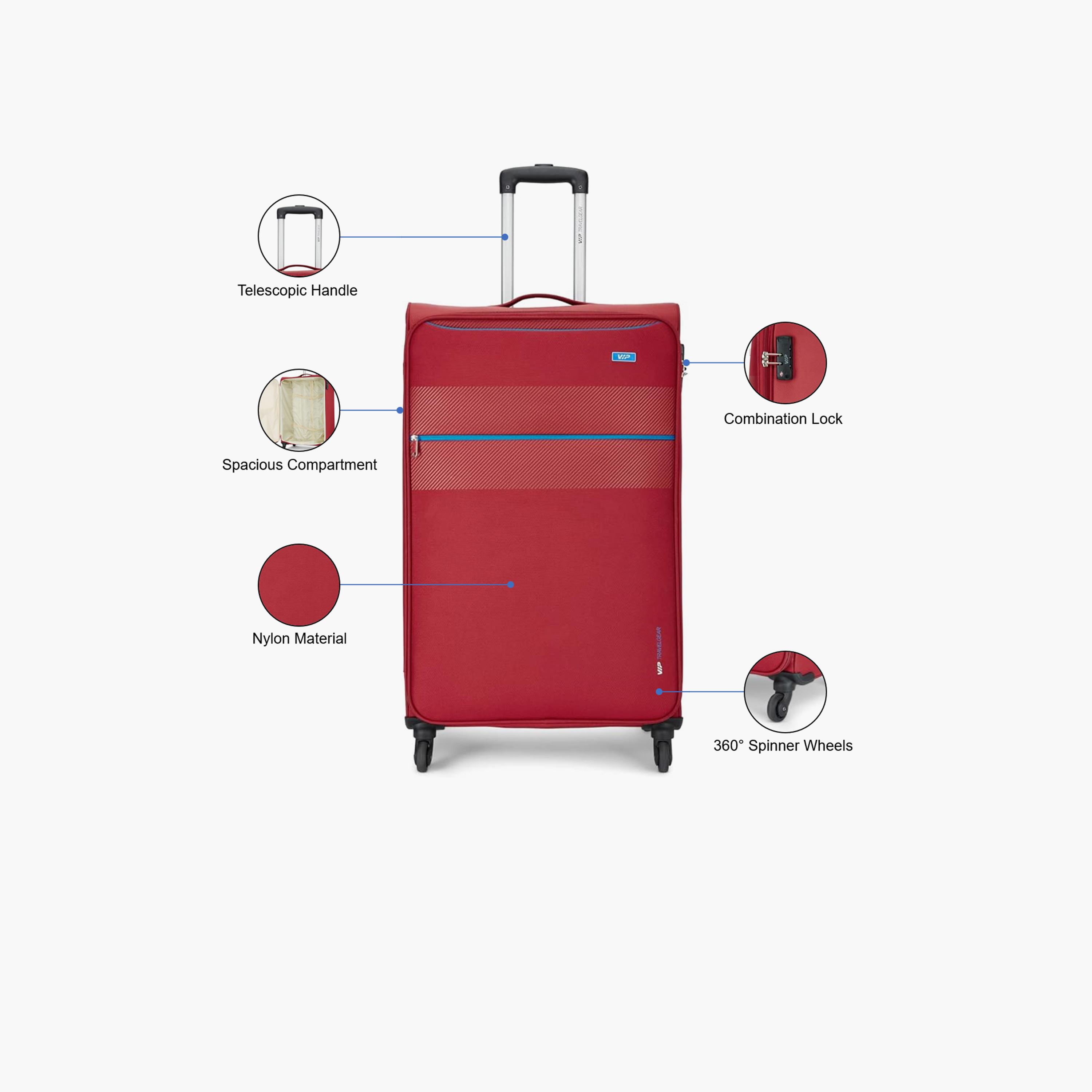 VIP Hilite 57 CM Small Cabin Nylon Soft Sided 4-Wheeler Spinner Trolley Bag with Combination Lock | VIP HILITE-travel-luggagesandbags-luggage-image-3