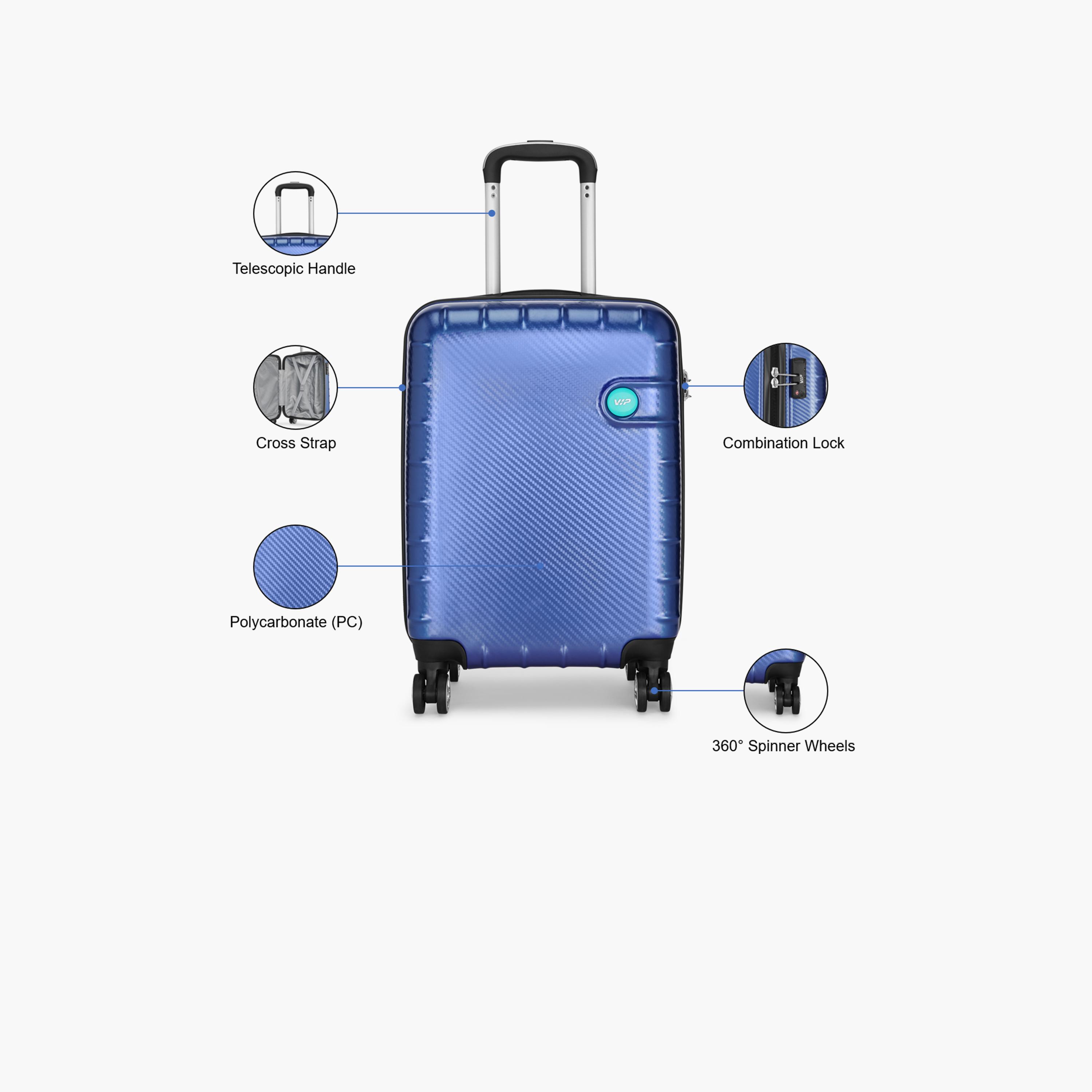 VIP Lisbon 57 CM Small Cabin Polycarbonate Hard Sided 4-Wheeler Spinner Trolley Bag with Combination Lock | VIP LISBON-travel-luggagesandbags-luggage-image-3