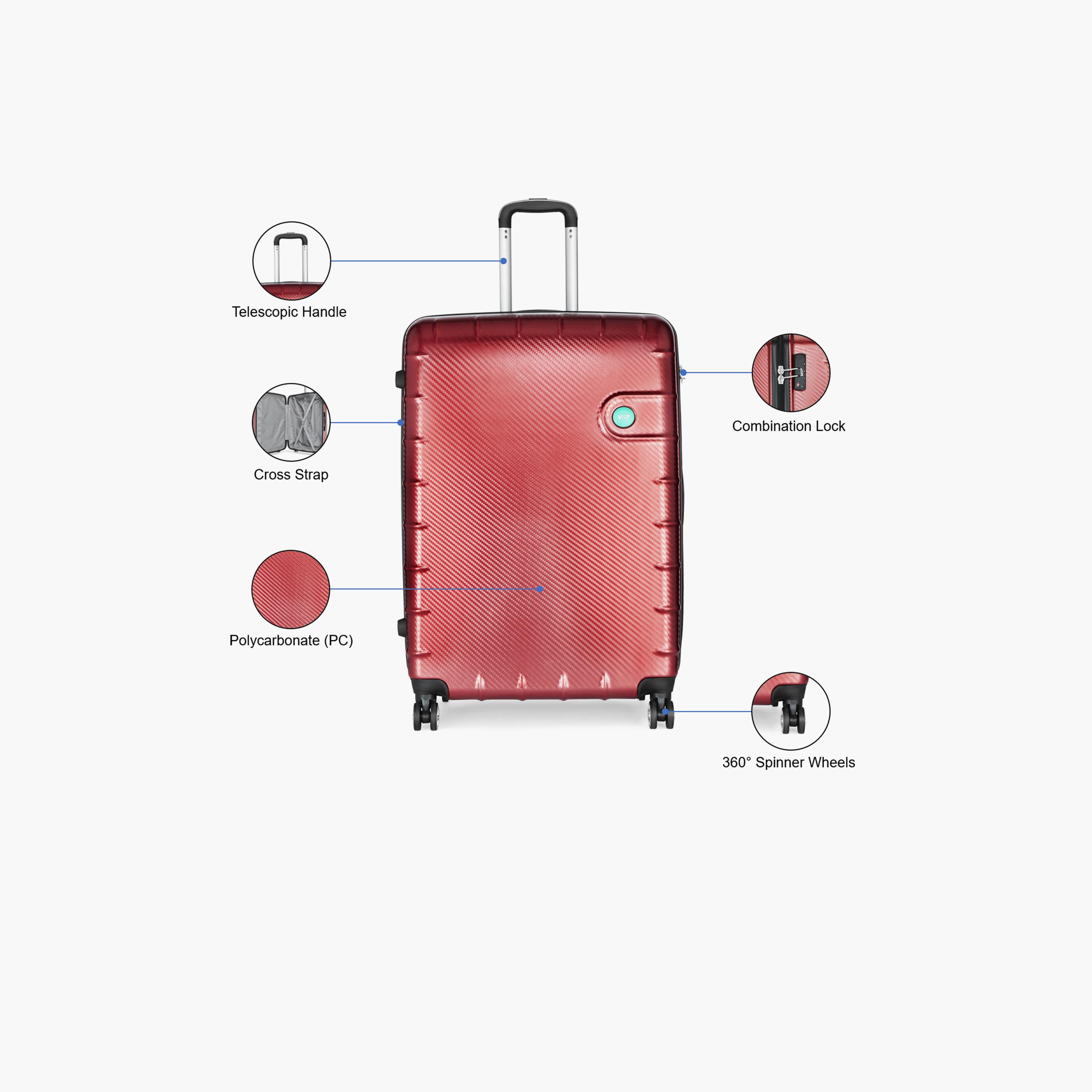 VIP Lisbon 57 CM Small Cabin Polycarbonate Hard Sided 4-Wheeler Spinner Trolley Bag with Combination Lock | VIP LISBON-travel-luggagesandbags-luggage-image-3