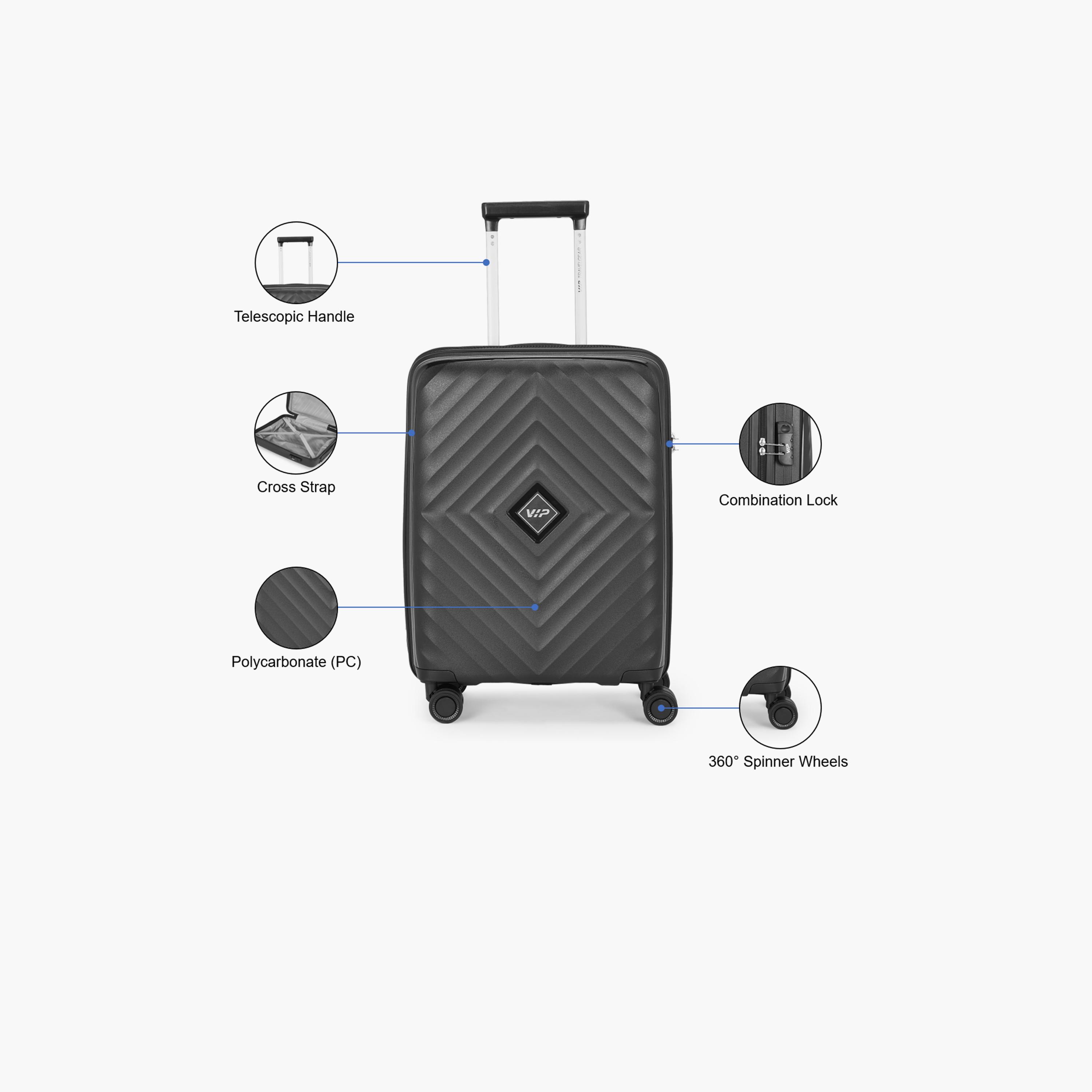 VIP Quad 55 CM Small Cabin Polypropylene Hard Sided 4-Wheeler Spinner Trolley Bag with TSA-approved Combination Lock | VIP QUAD-travel-luggagesandbags-luggage-image-3