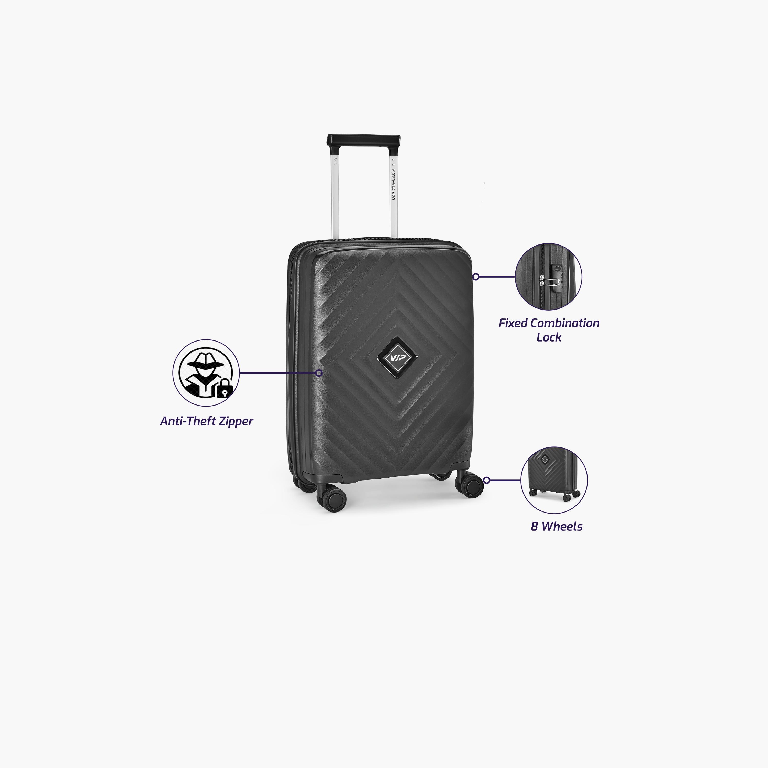 VIP Quad 55 CM Small Cabin Polypropylene Hard Sided 4-Wheeler Spinner Trolley Bag with TSA-approved Combination Lock | VIP QUAD-travel-luggagesandbags-luggage-image-8