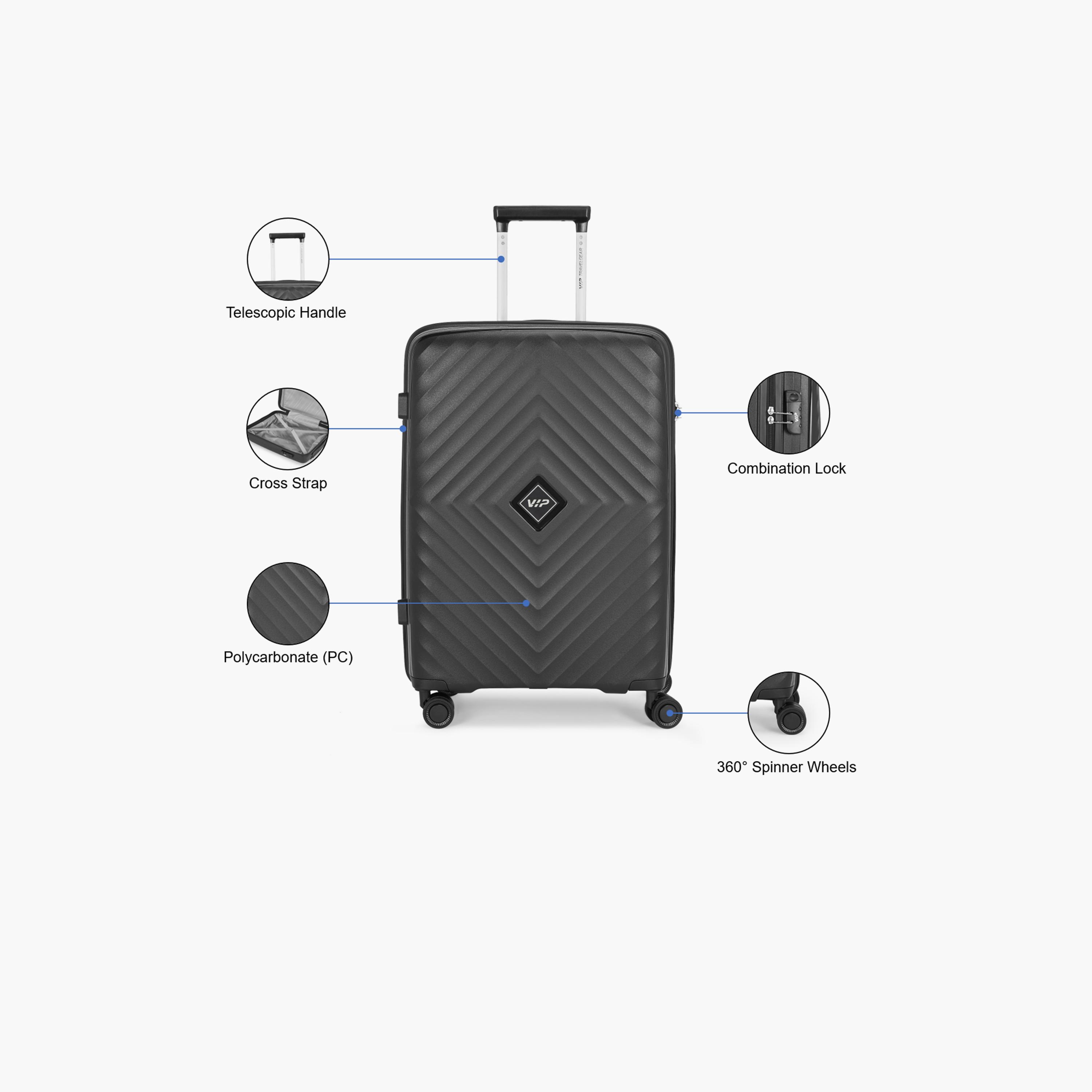 VIP Quad 69 CM Medium Check-in Polycarbonate Hard Sided 4-Wheeler Spinner Trolley Bag with Combination Lock | VIP QUAD-travel-luggagesandbags-luggage-image-3