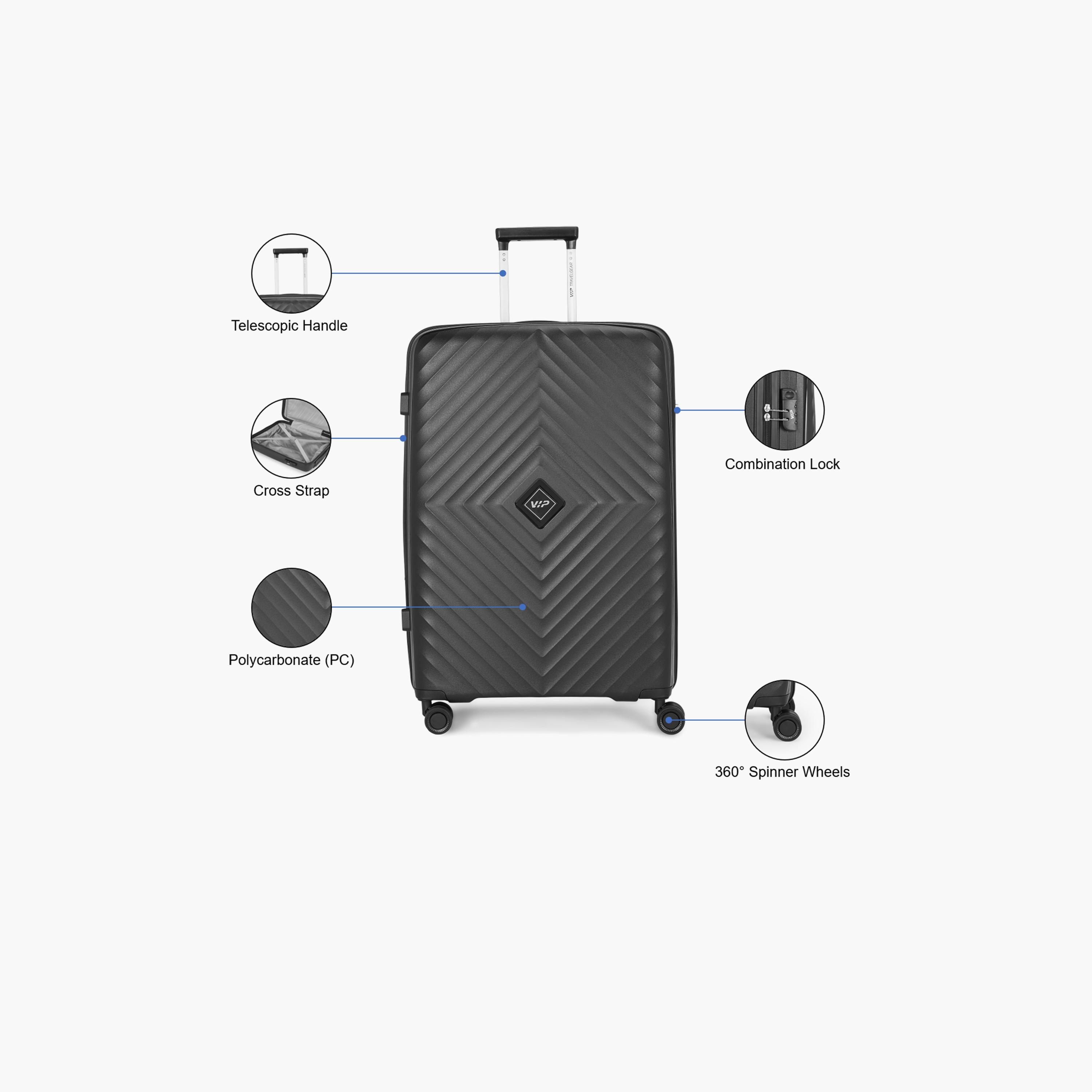 VIP Quad 80 CM Large Check-in Polycarbonate Hard Sided 4-Wheeler Spinner Trolley Bag with Combination Lock | VIP QUAD-travel-luggagesandbags-luggage-image-3