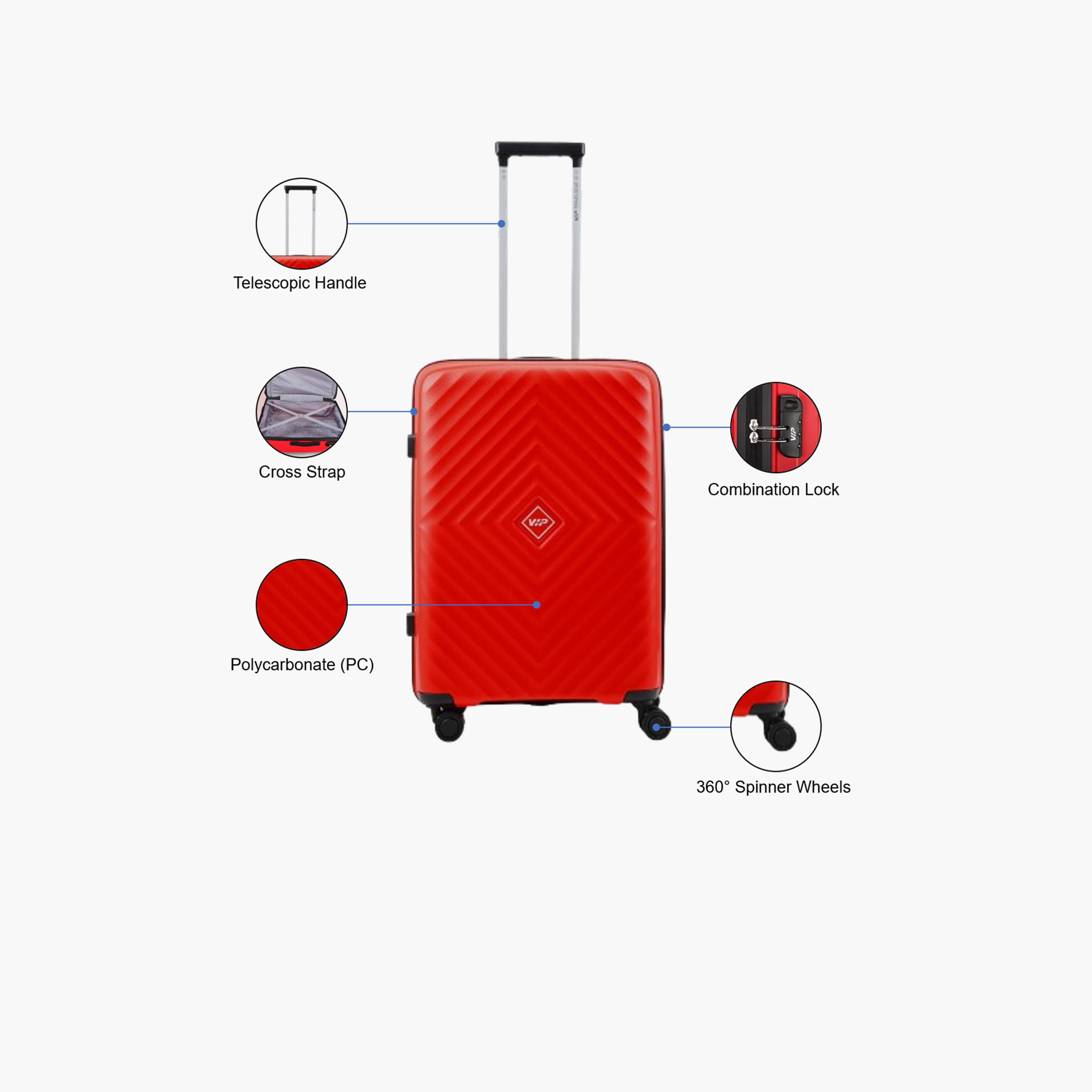 VIP Quad 57 CM Small Cabin Polycarbonate Hard Sided 4-Wheeler Spinner Trolley Bag with Combination Lock | VIP QUAD-travel-luggagesandbags-luggage-image-3