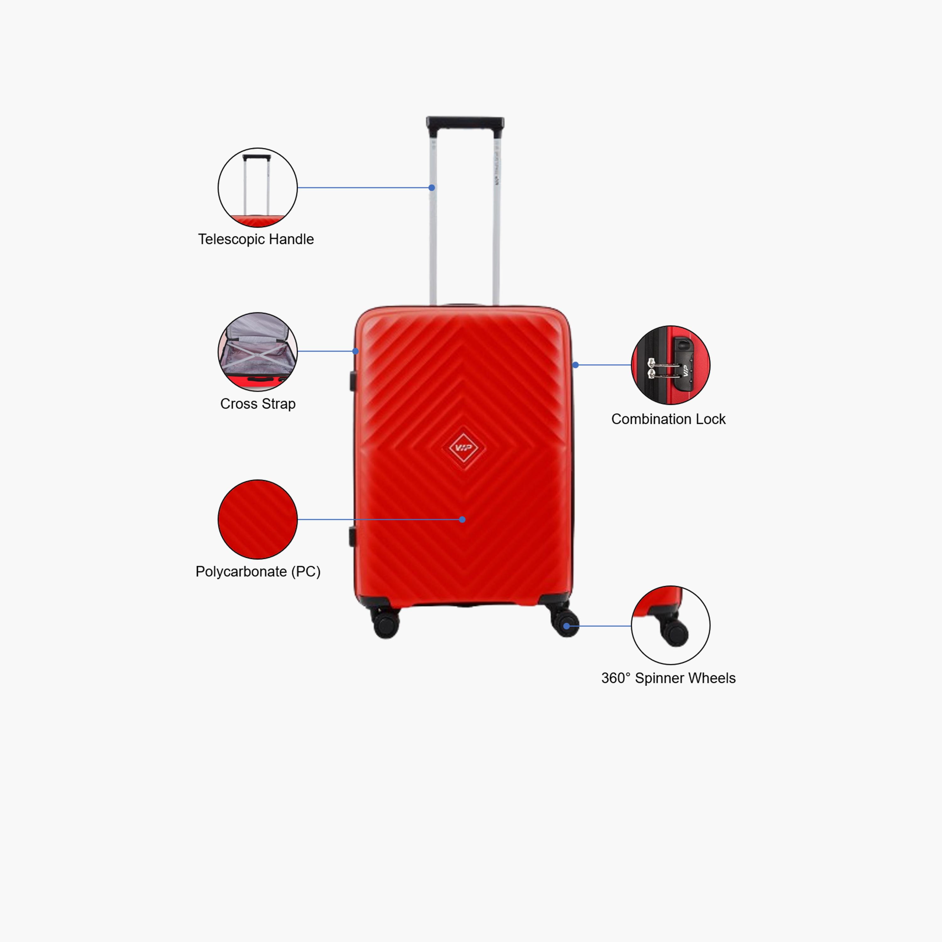 VIP Quad 69 CM Medium Check-in Polycarbonate Hard Sided 4-Wheeler Spinner Trolley Bag with Combination Lock | VIP QUAD-travel-luggagesandbags-luggage-image-3