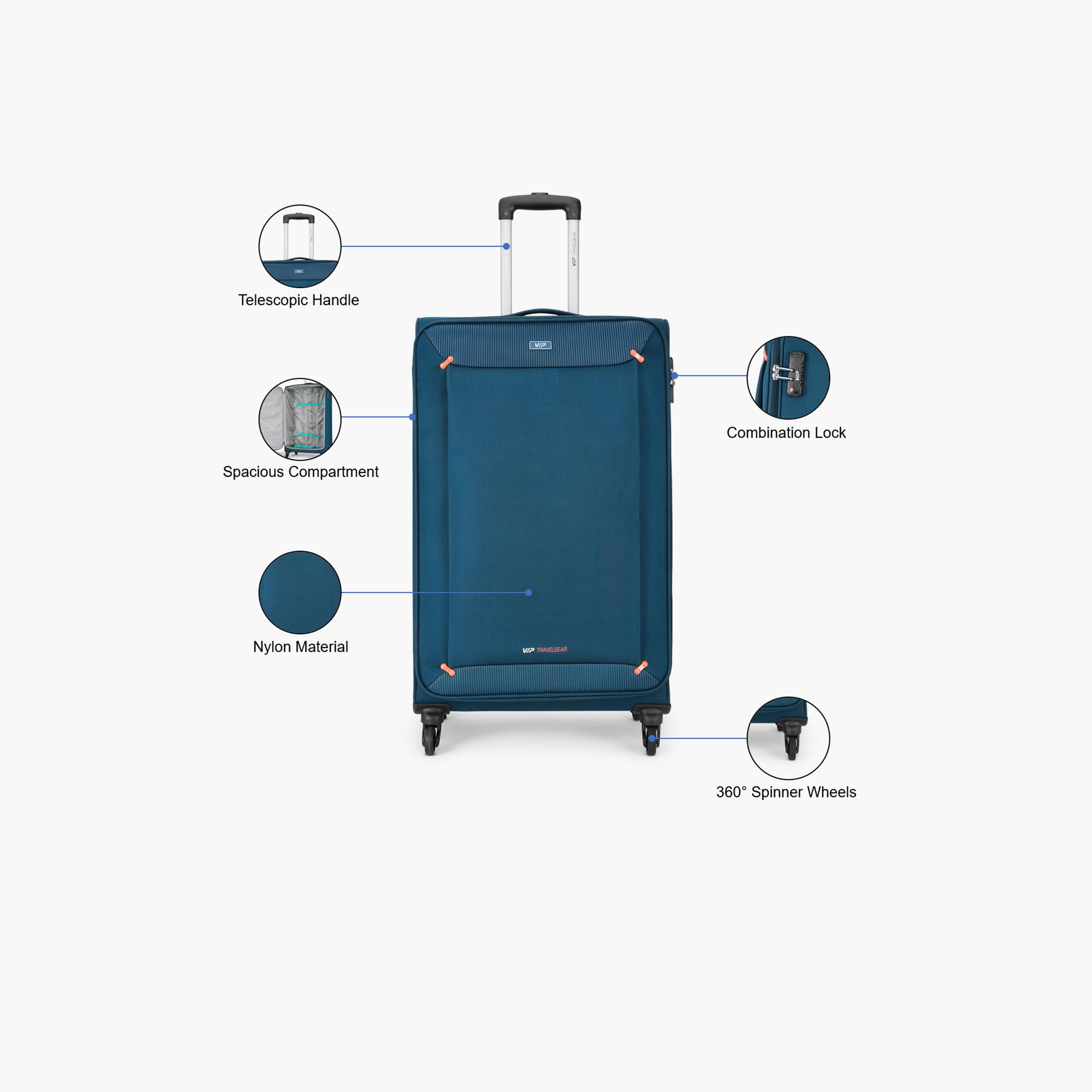 VIP Staple Plus 69 CM Medium Check-in Nylon Soft Sided 4-Wheeler Spinner Trolley Bag with Combination Lock | VIP STAPLE PLUS-travel-luggagesandbags-luggage-image-3