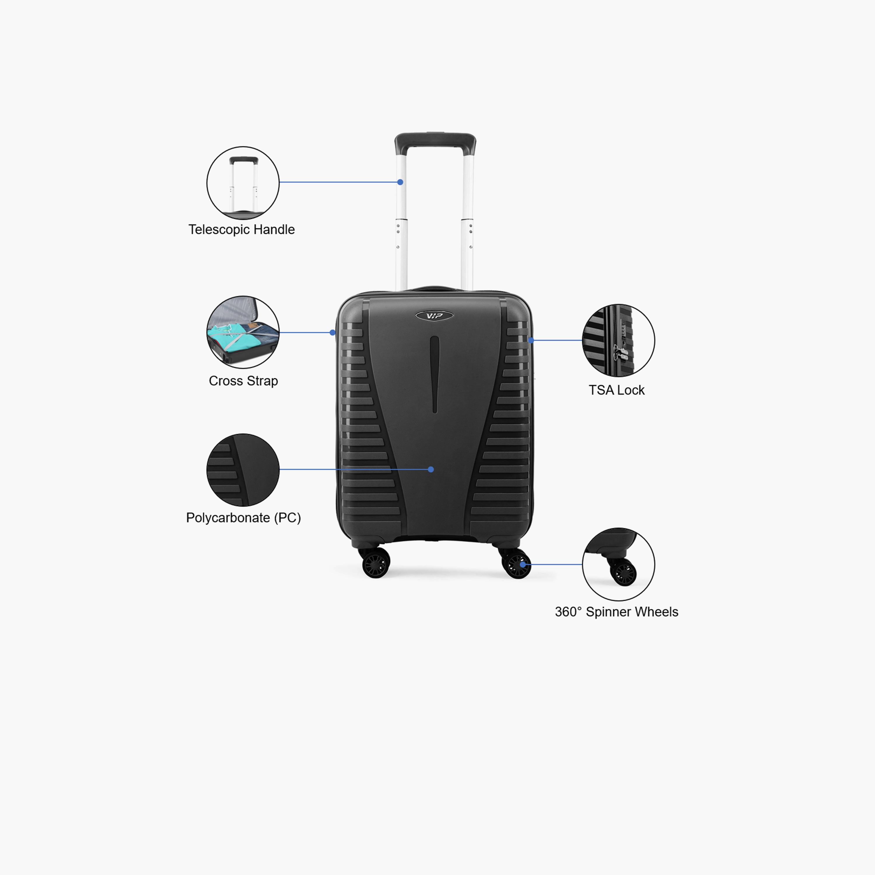 VIP Quest Plus 55 CM Small Cabin Polycarbonate Hard Sided 4-Wheeler Spinner Trolley Bag with TSA-approved Combination Lock | VIP QUEST PLUS-travel-luggagesandbags-luggage-image-3