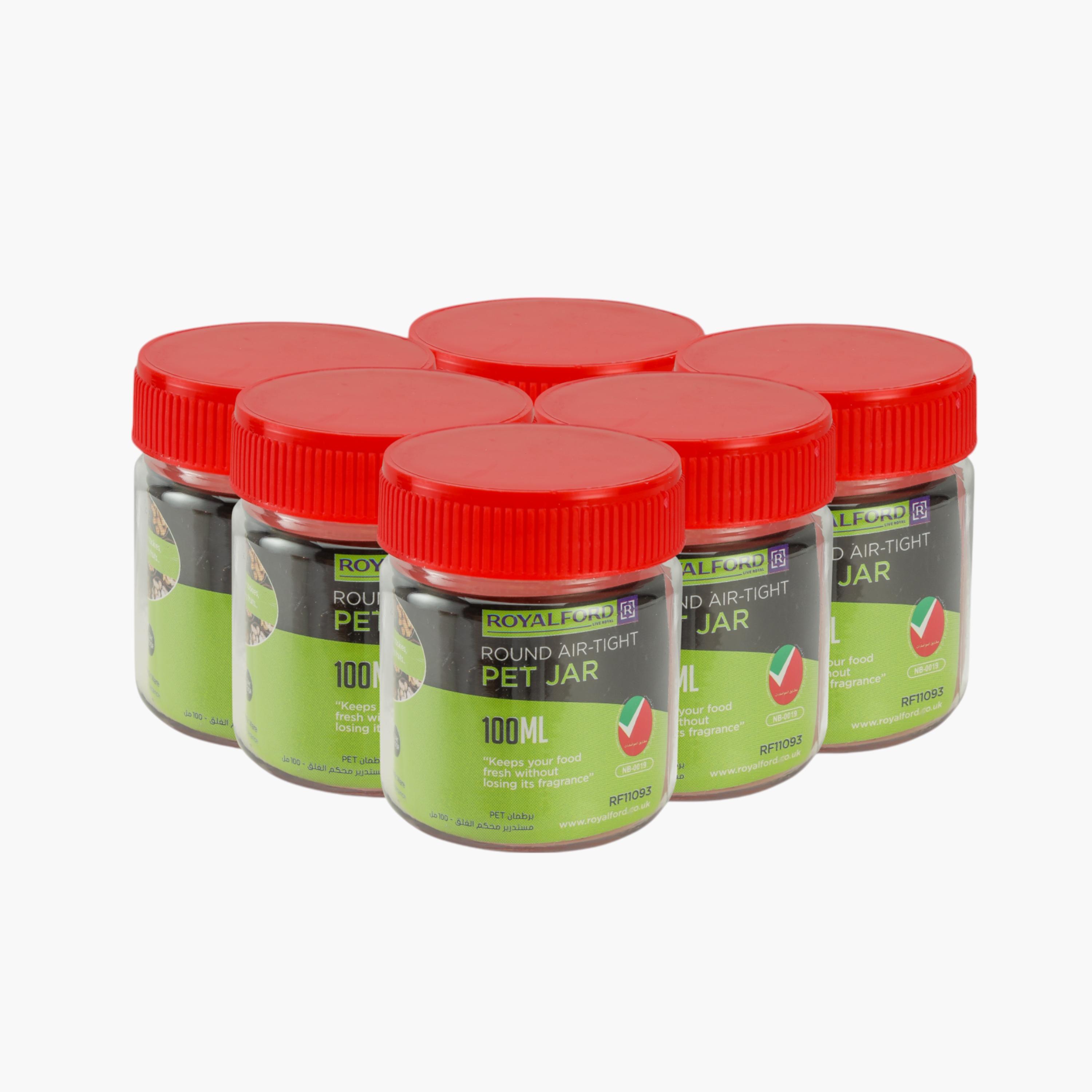 Royalford 6-Piece Solid Round Airtight PET Jar Set - 100 ml-household-kitchen-foodstorage-containers-image-1