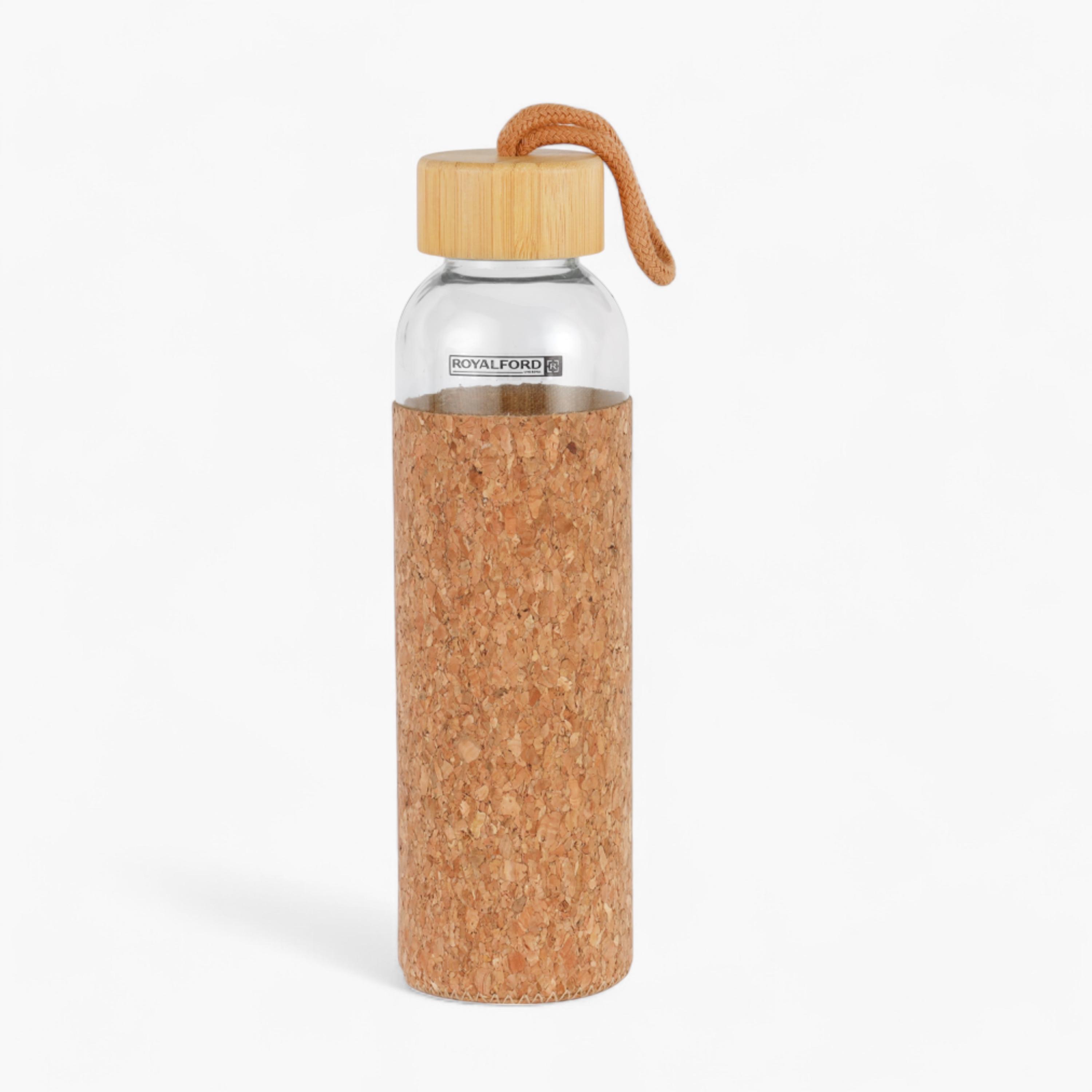 Transparent Glass Water Bottle with Bamboo Lid - 500 ml-school-waterbottles-image-1