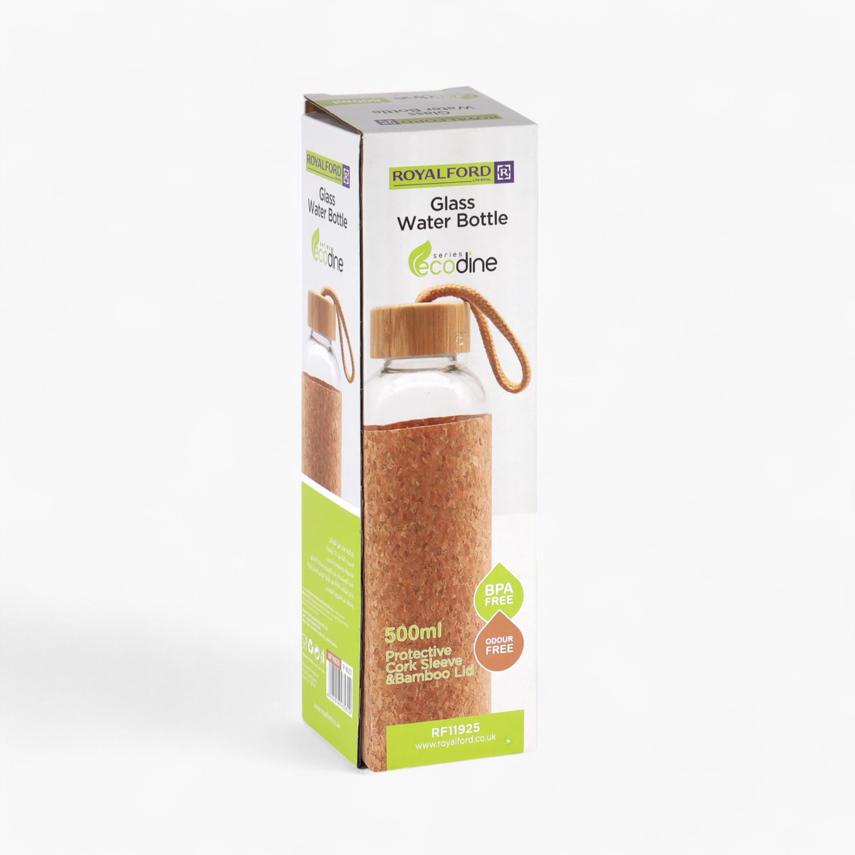 Transparent Glass Water Bottle with Bamboo Lid - 500 ml-school-waterbottles-image-2