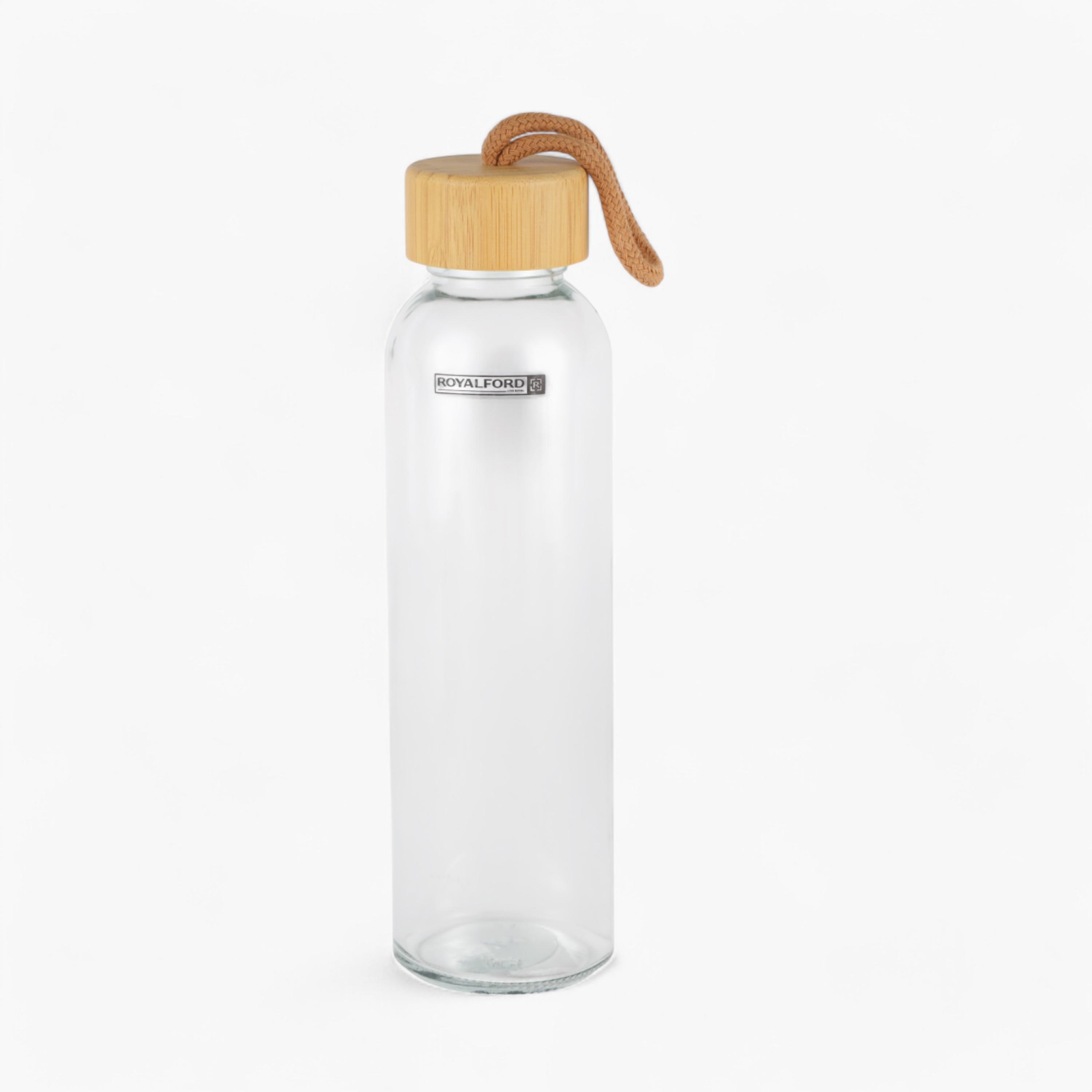 Transparent Glass Water Bottle with Bamboo Lid - 500 ml-school-waterbottles-image-4
