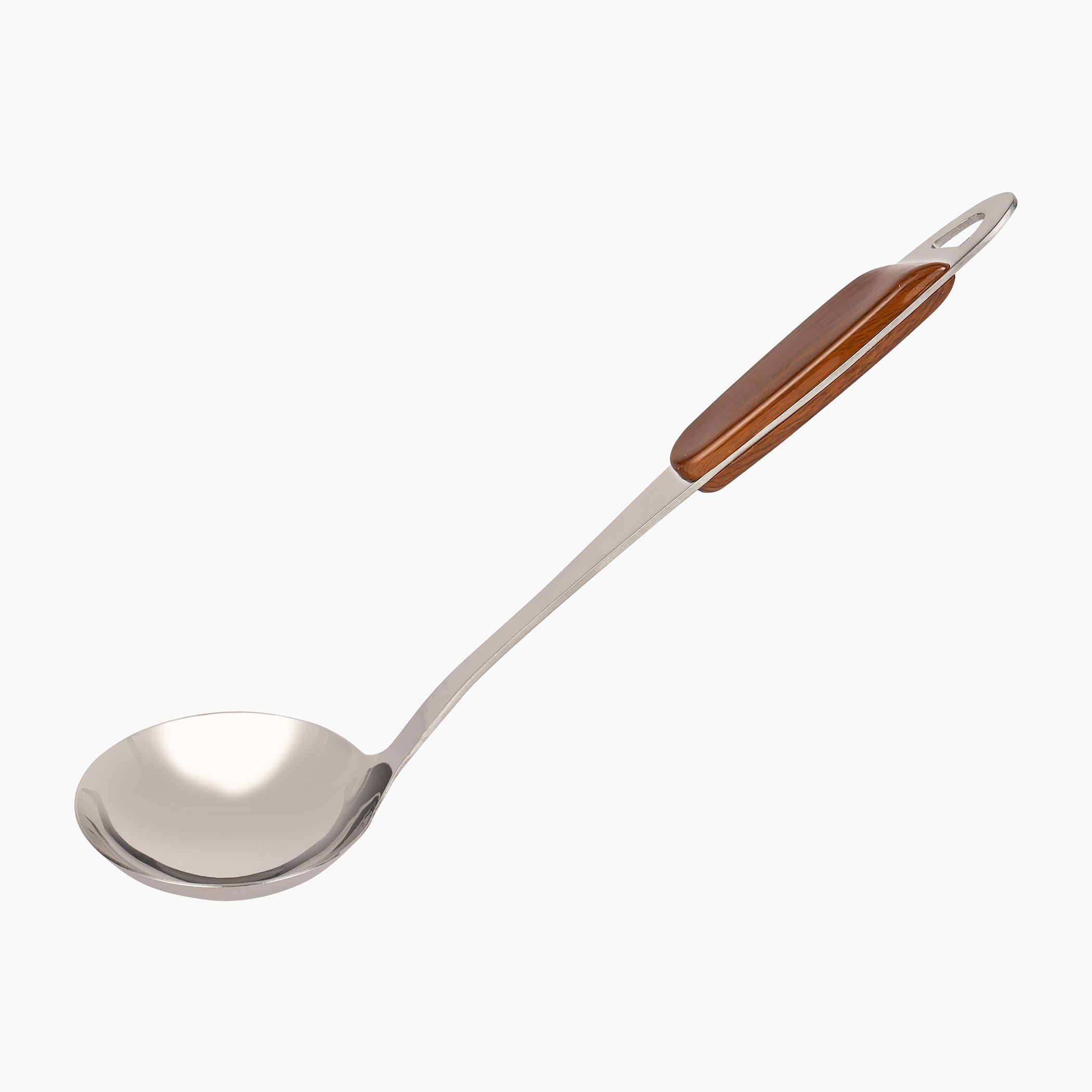Stainless Steel Ladle with Wooden Handle-household-kitchen-kitchentoolsandutensils-foodservingtools-image-1