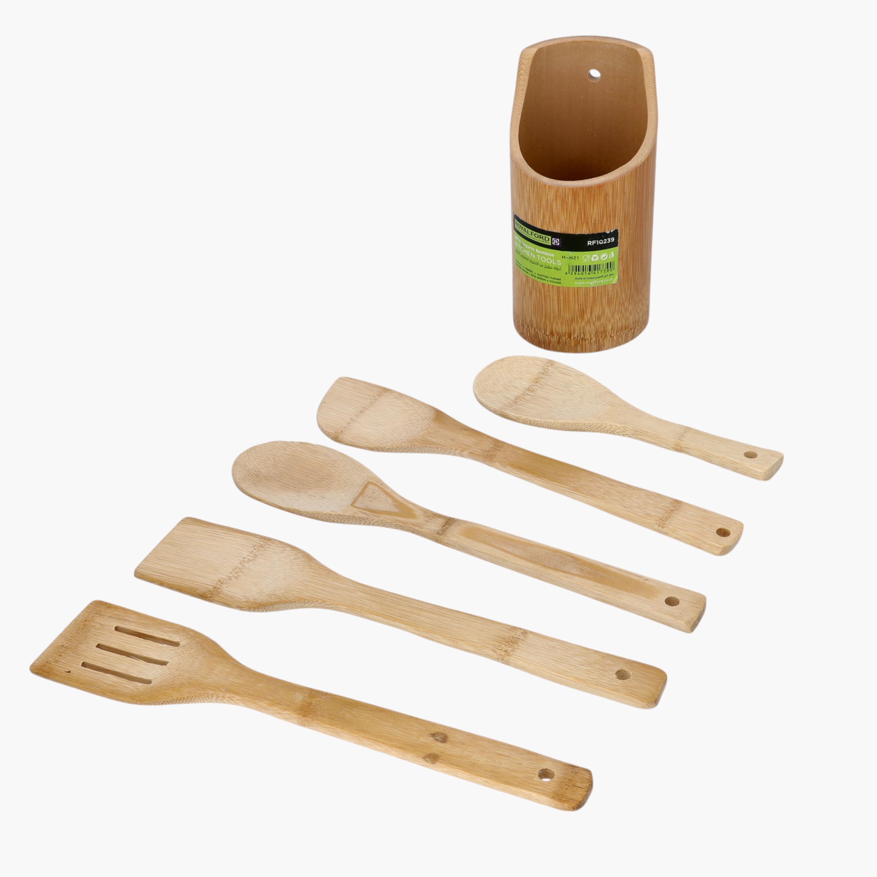 Organic Bamboo 6-Piece Kitchen Tools Set-household-kitchen-kitchentoolsandutensils-foodservingtools-image-1