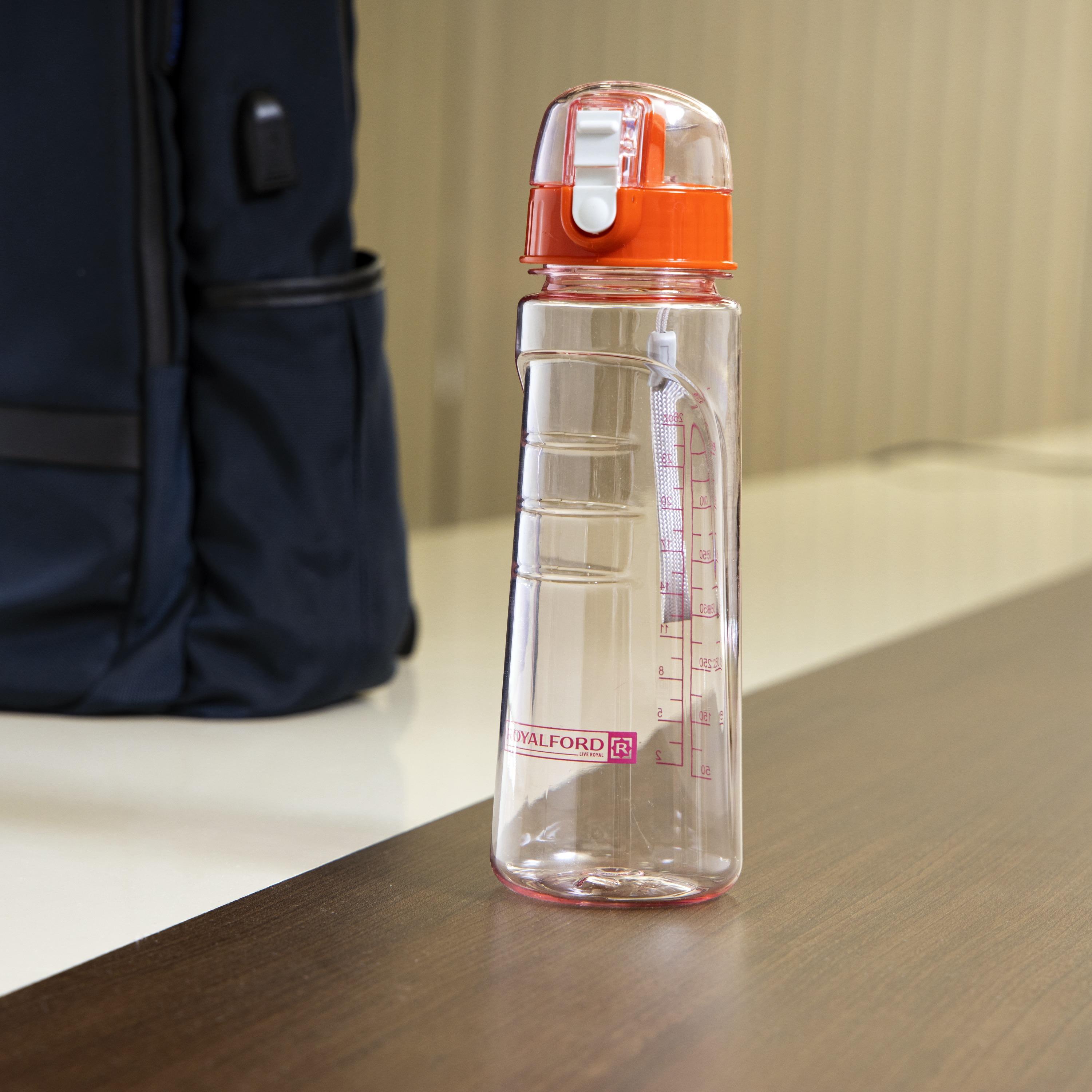 Royalford Water Bottle with Volume Tracker and Push Button Lid - 750 ml-school-waterbottles-image-2