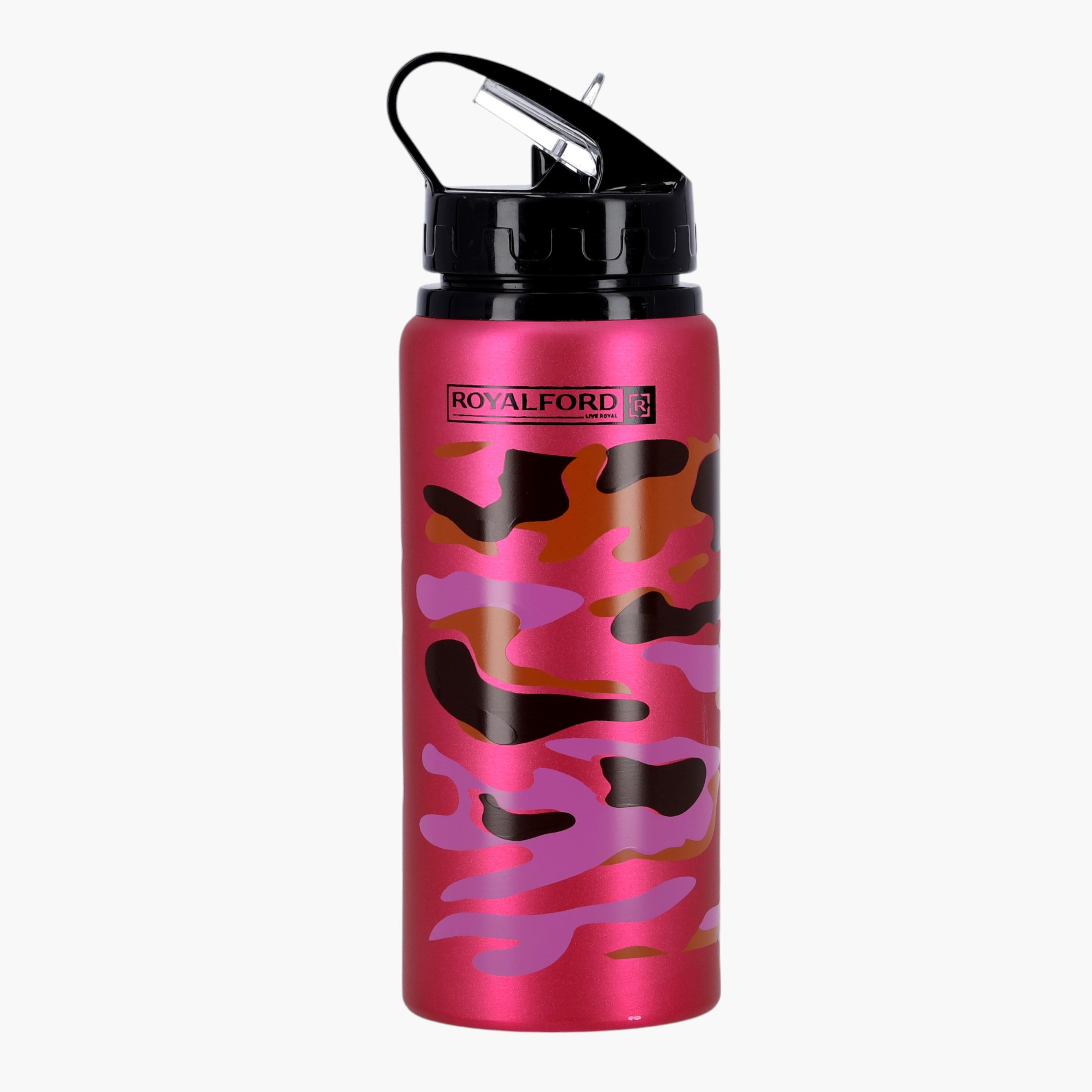Royalford Camouflage Print Stainless Steel Water Bottle with Spout and Handle - 600 ml-school-waterbottles-image-5
