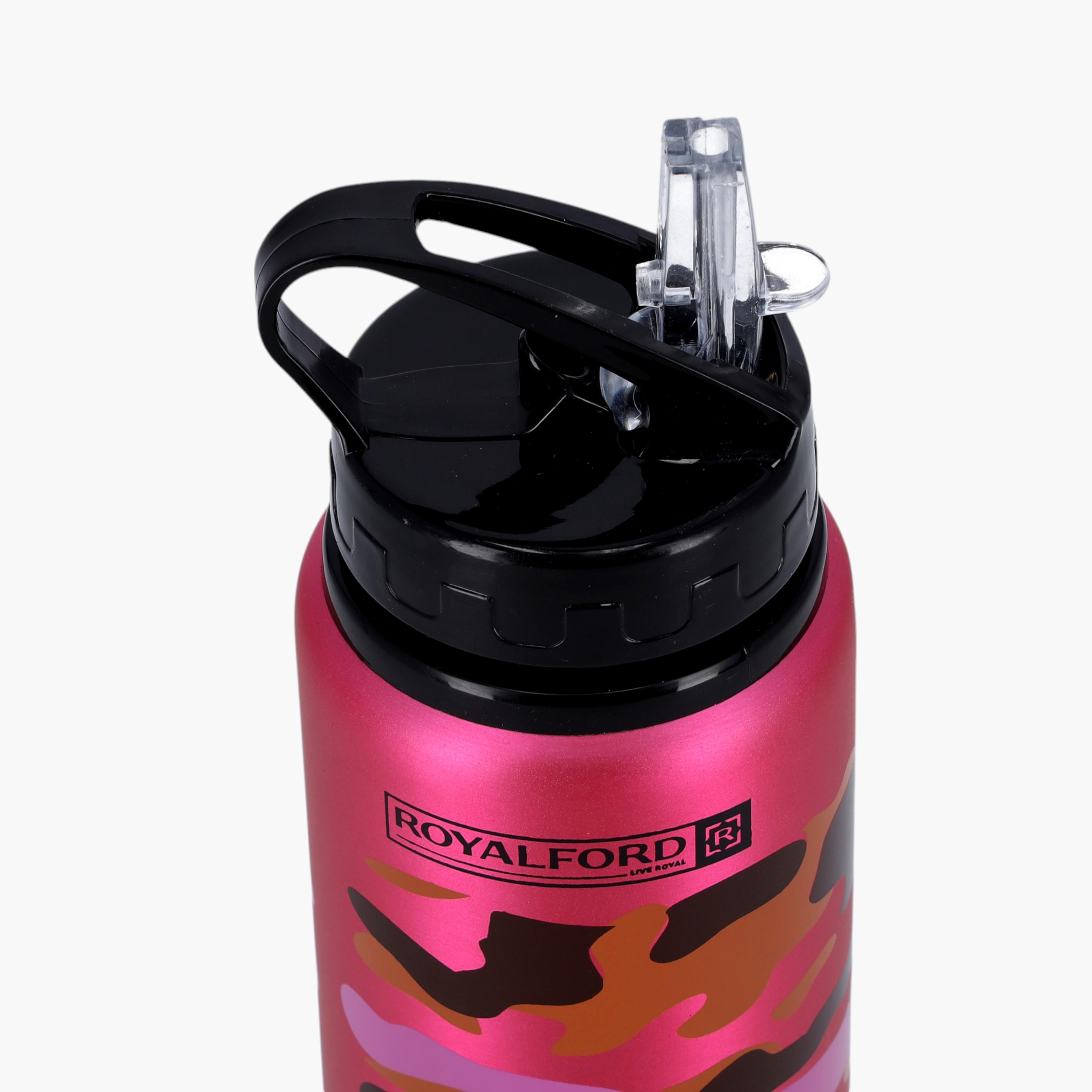 Royalford Camouflage Print Stainless Steel Water Bottle with Spout and Handle - 600 ml-school-waterbottles-image-4