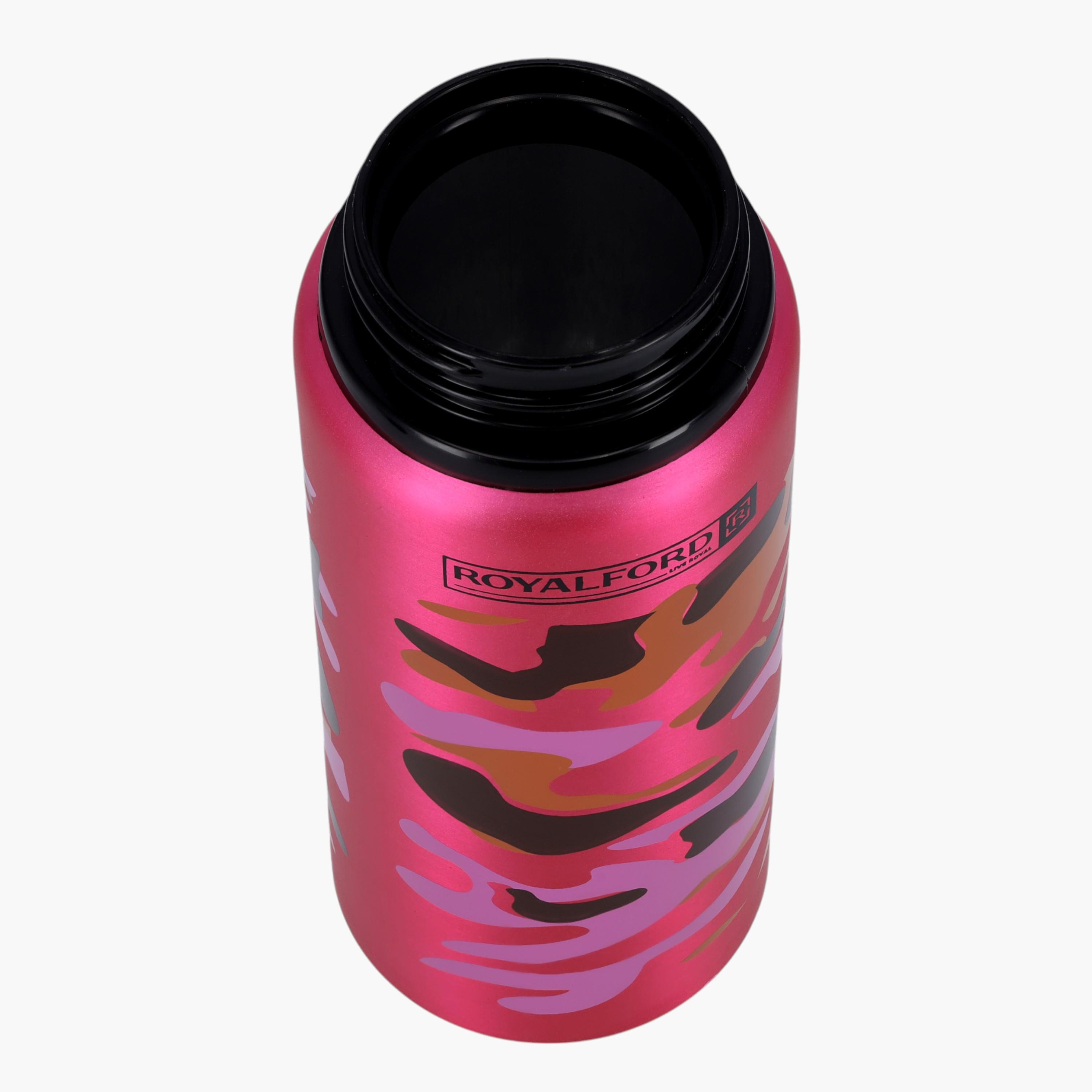 Royalford Camouflage Print Stainless Steel Water Bottle with Spout and Handle - 600 ml-school-waterbottles-image-3
