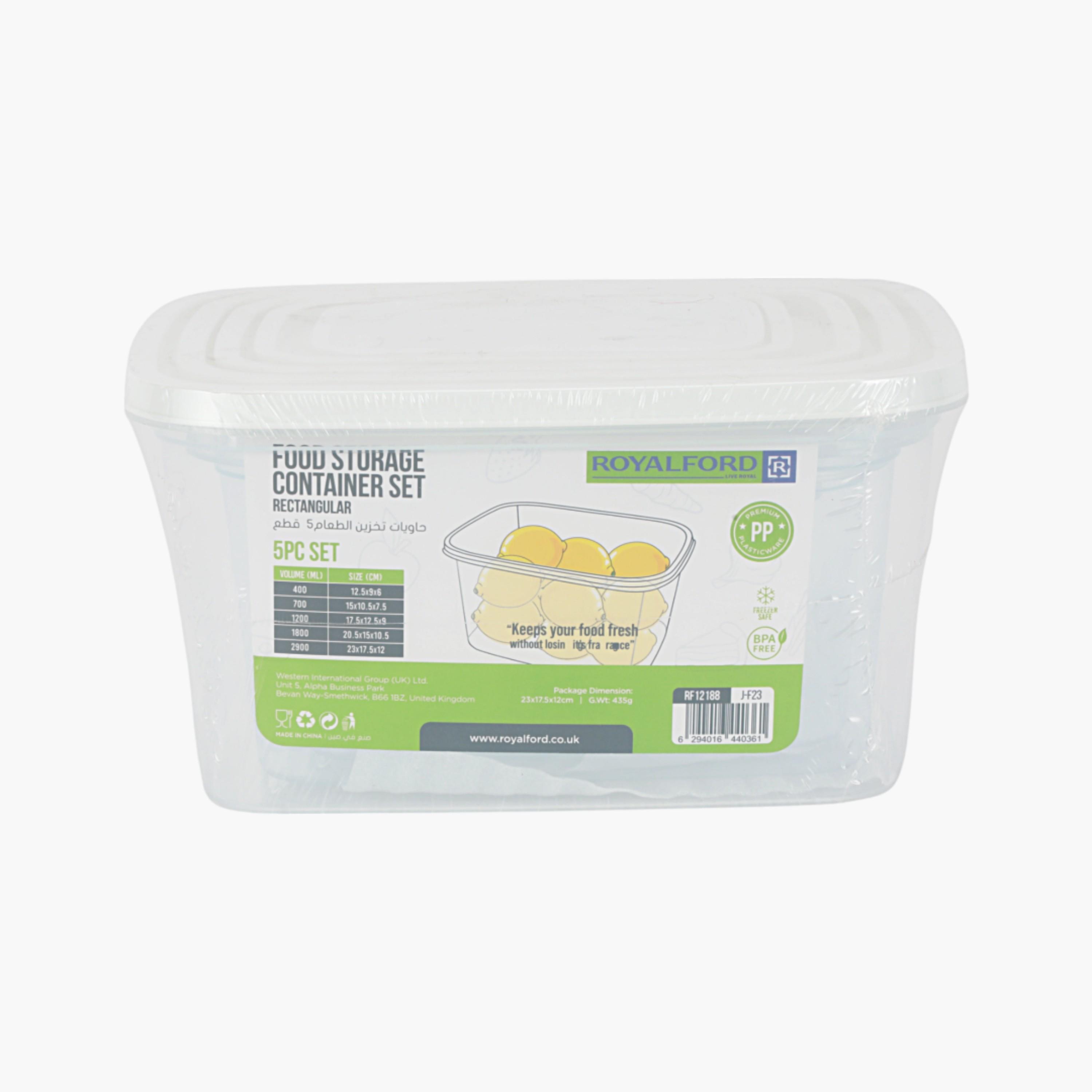 Rectangular 5-Piece Food Storage Container Set-household-kitchen-foodstorage-containers-image-2