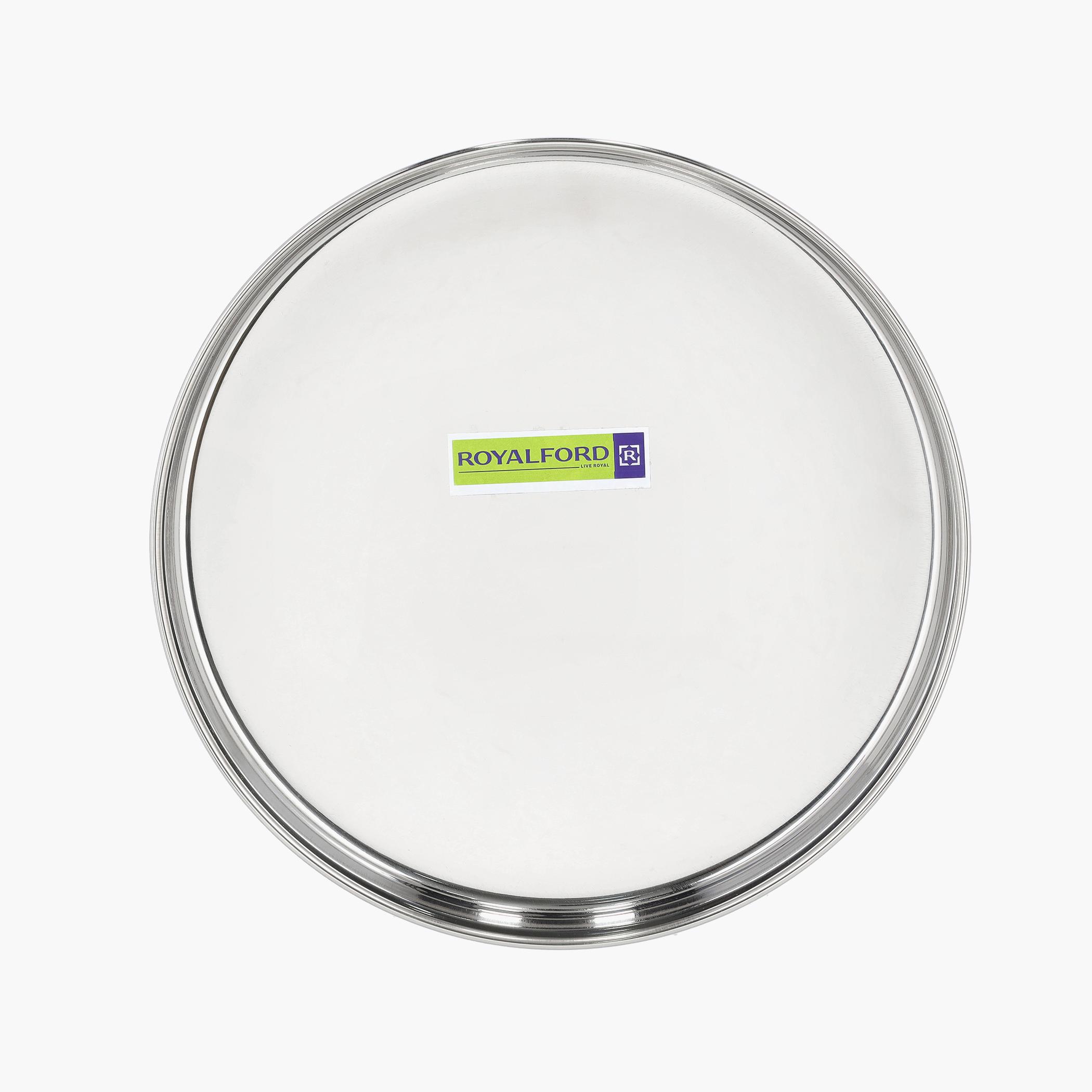 Stainless Steel Dinner Plate - 24 cms-household-dining-dinnerware-plates-image-2