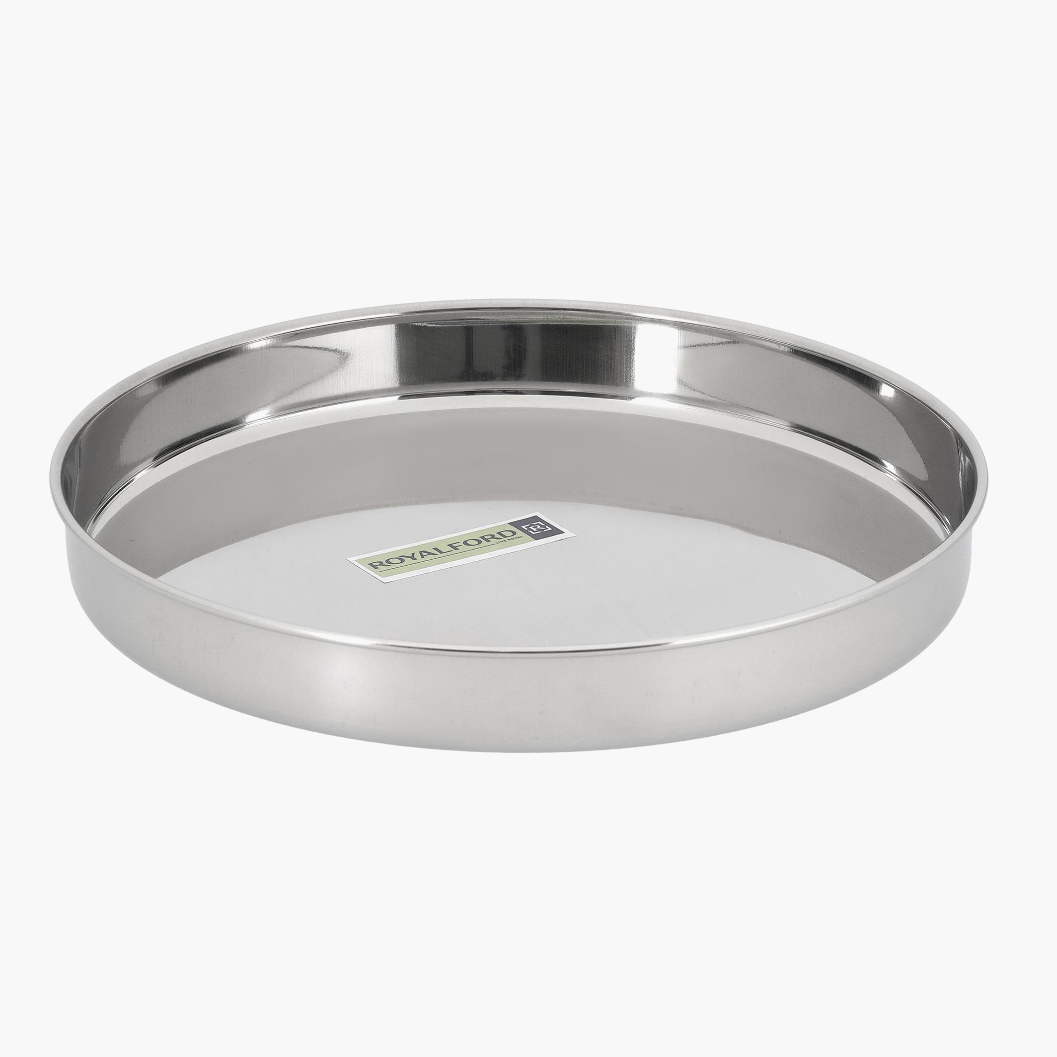 Stainless Steel Dinner Plate - 24 cms-household-dining-dinnerware-plates-image-1